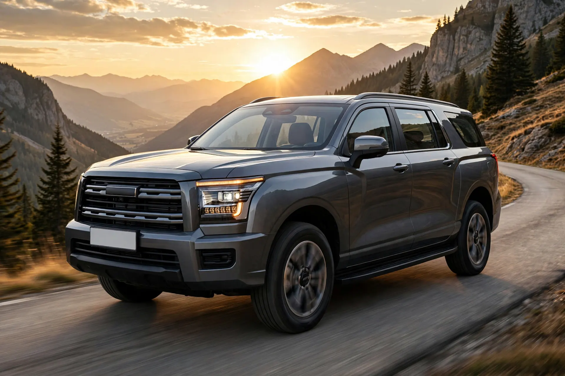 Haval H5, tres cuartos delantero en carretera abierta