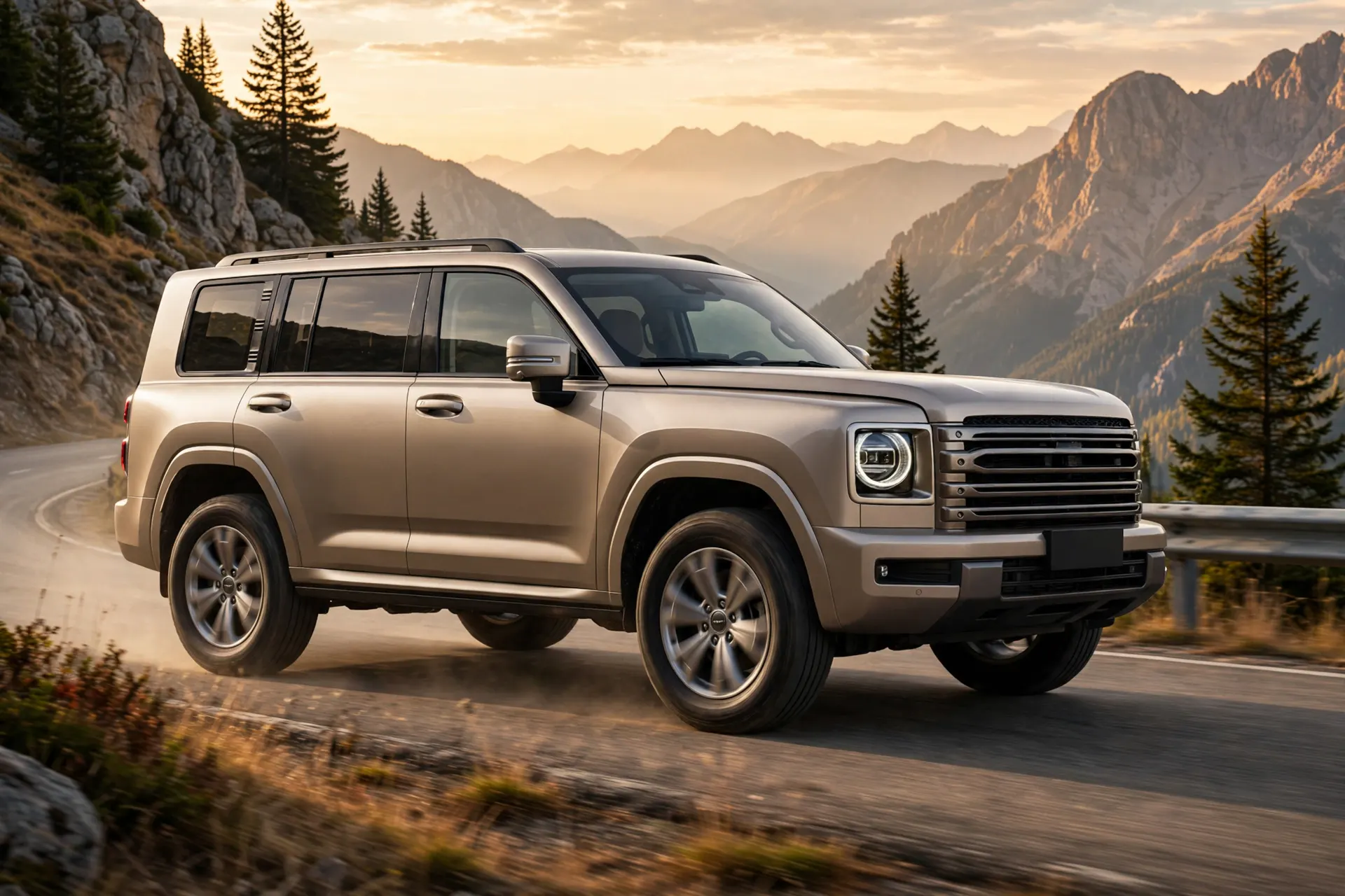Haval H9, tres cuartos delantero en pista de tierra