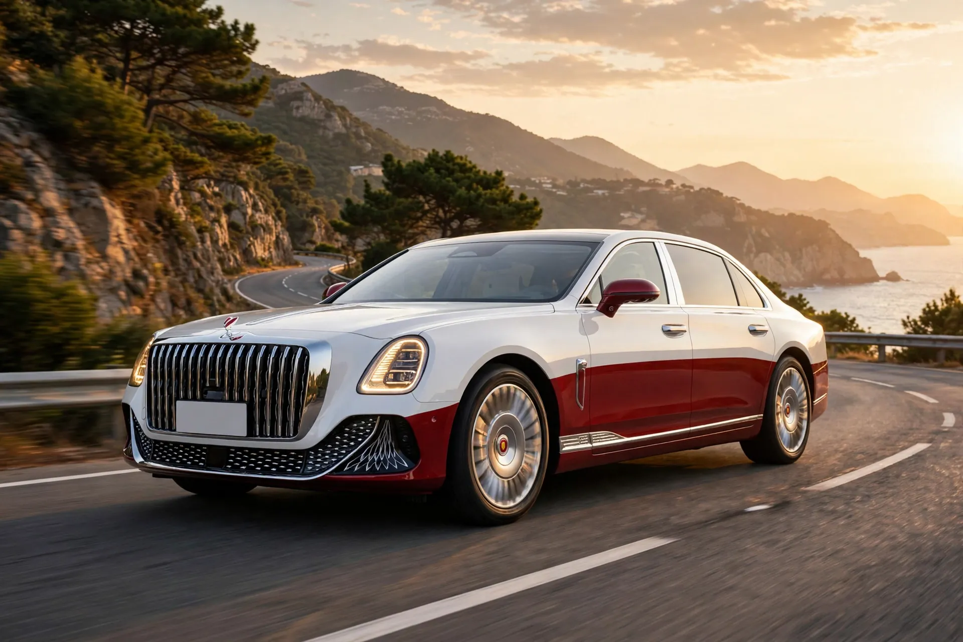 Hongqi Guoya berlina de lujo en carretera