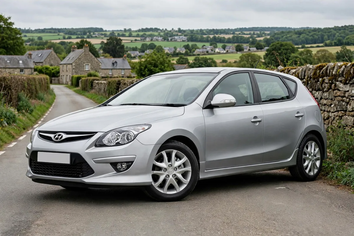 Hyundai i30 2026 en plateado circulando por una carretera europea
