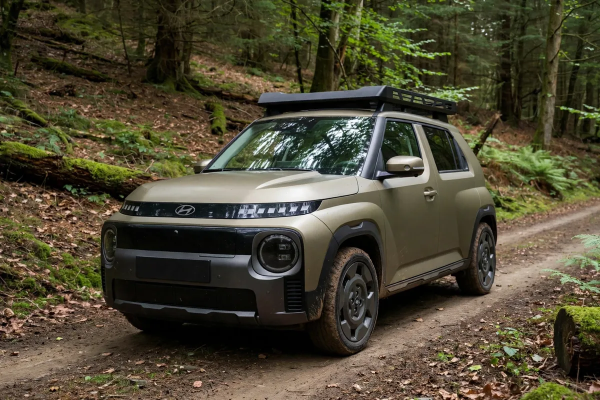 Hyundai Inster Cross en pista forestal