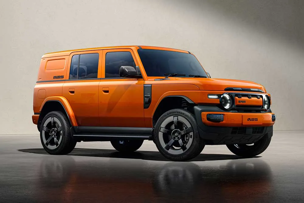 iCAUR V25 naranja, vista tres cuartos delantera