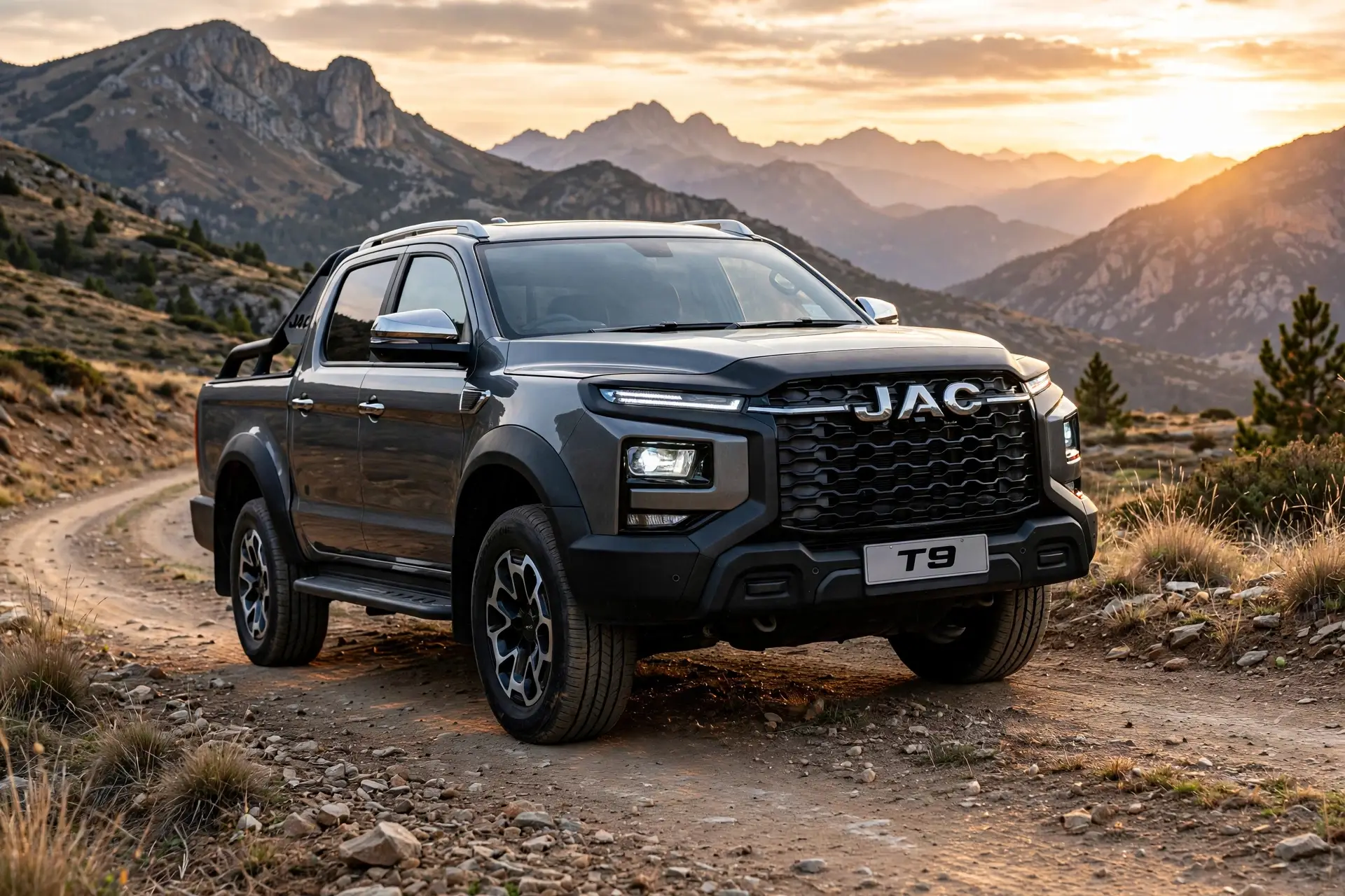 JAC T9 pick-up en pista de tierra