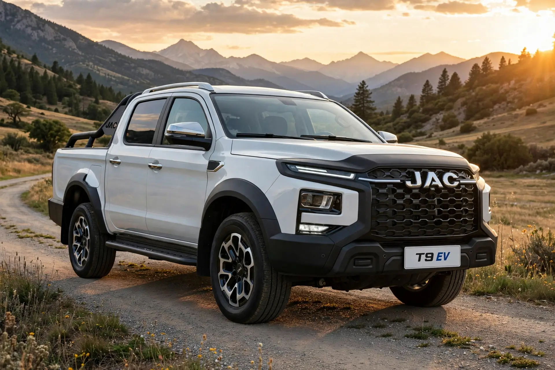 JAC T9 EV eléctrica en camino rural