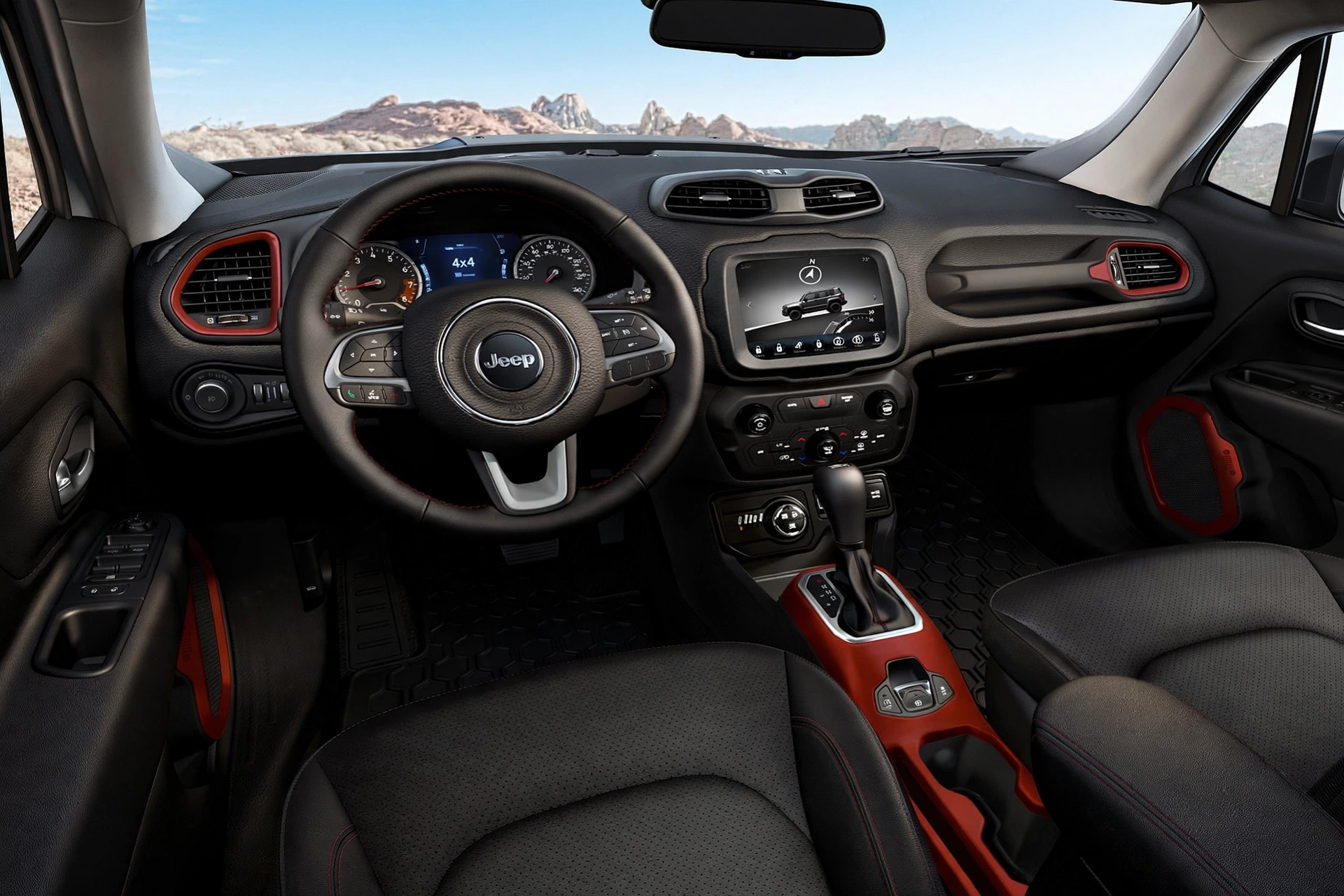 Interior oficial del Jeep Renegade 4xe 190