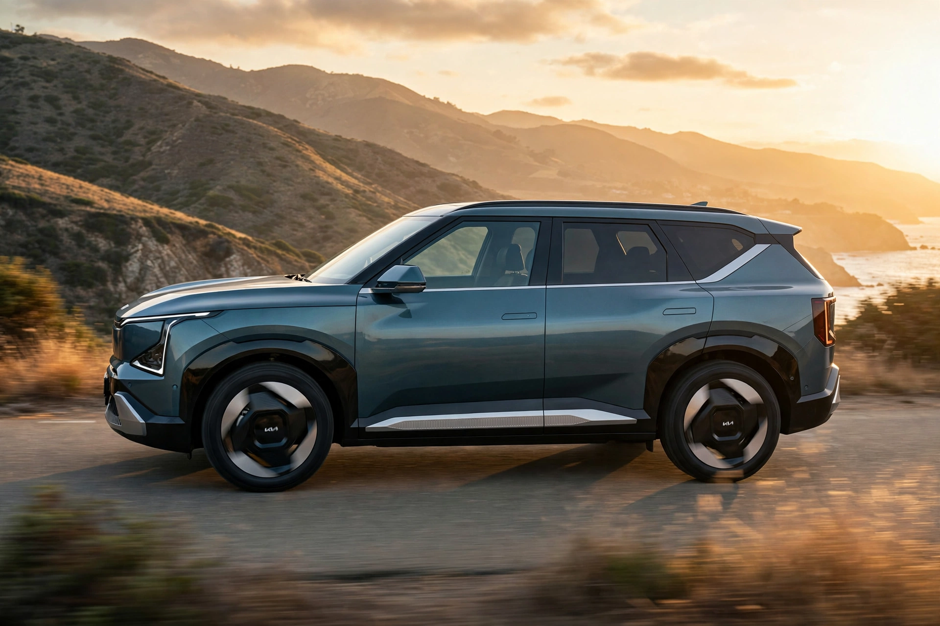 Kia EV5 eléctrico, vista tres cuartos delantera