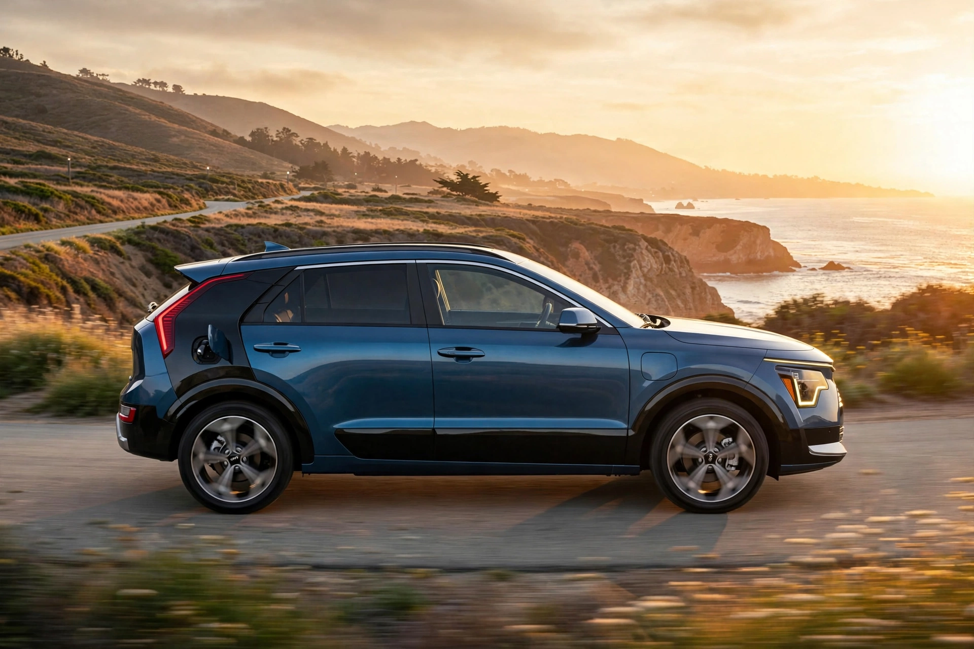 Kia Niro híbrido enchufable, vista tres cuartos delantera