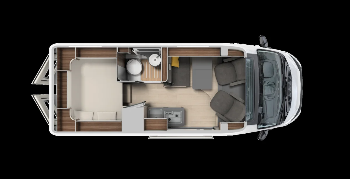 Laika Ecovip 600: vista oficial en corte 3D con la distribución interior (imagen oficial de Laika)
