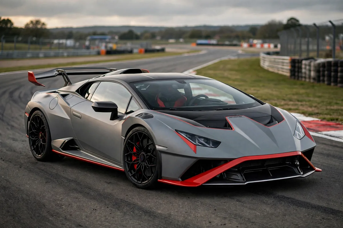 Lamborghini Huracán STJ en circuito al atardecer