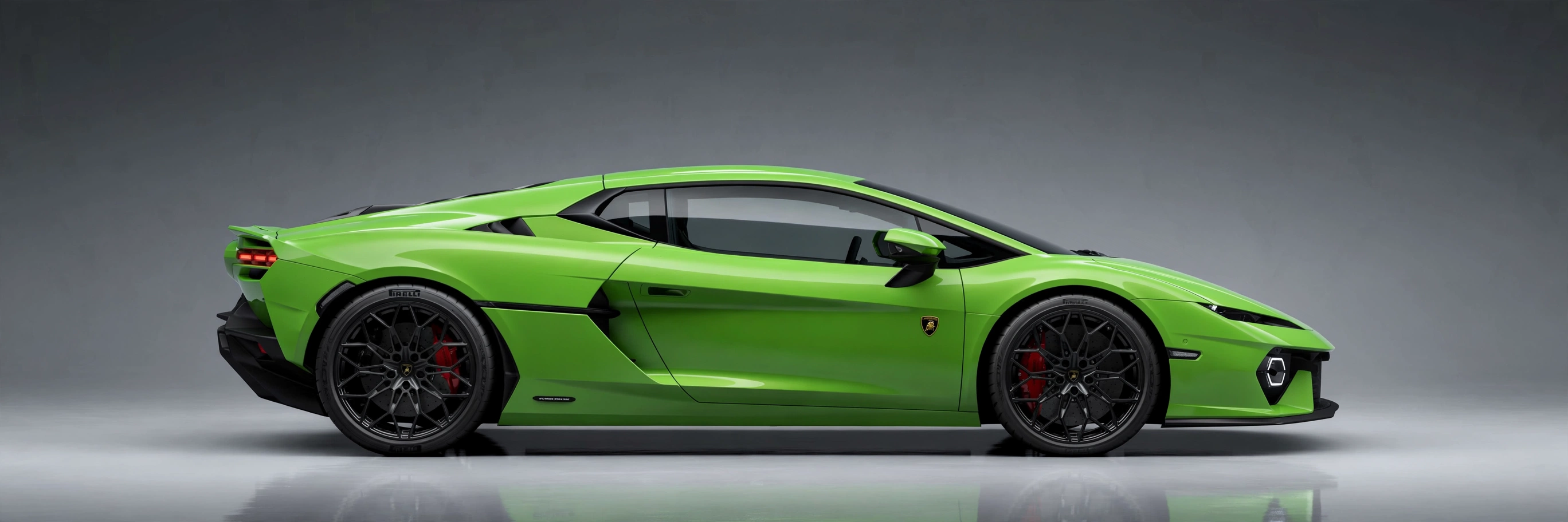Lamborghini Temerario verde, vista lateral en estudio