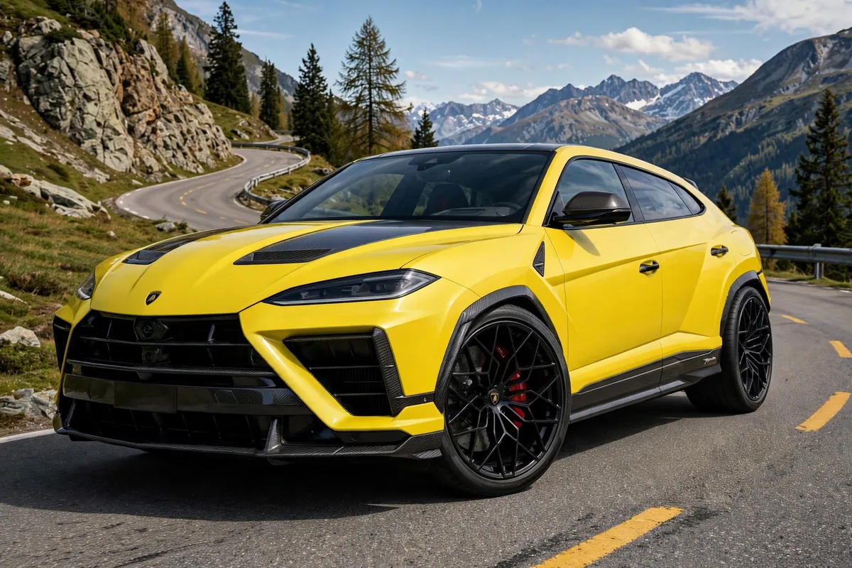 Lamborghini Urus SE Performante en carretera de montaña