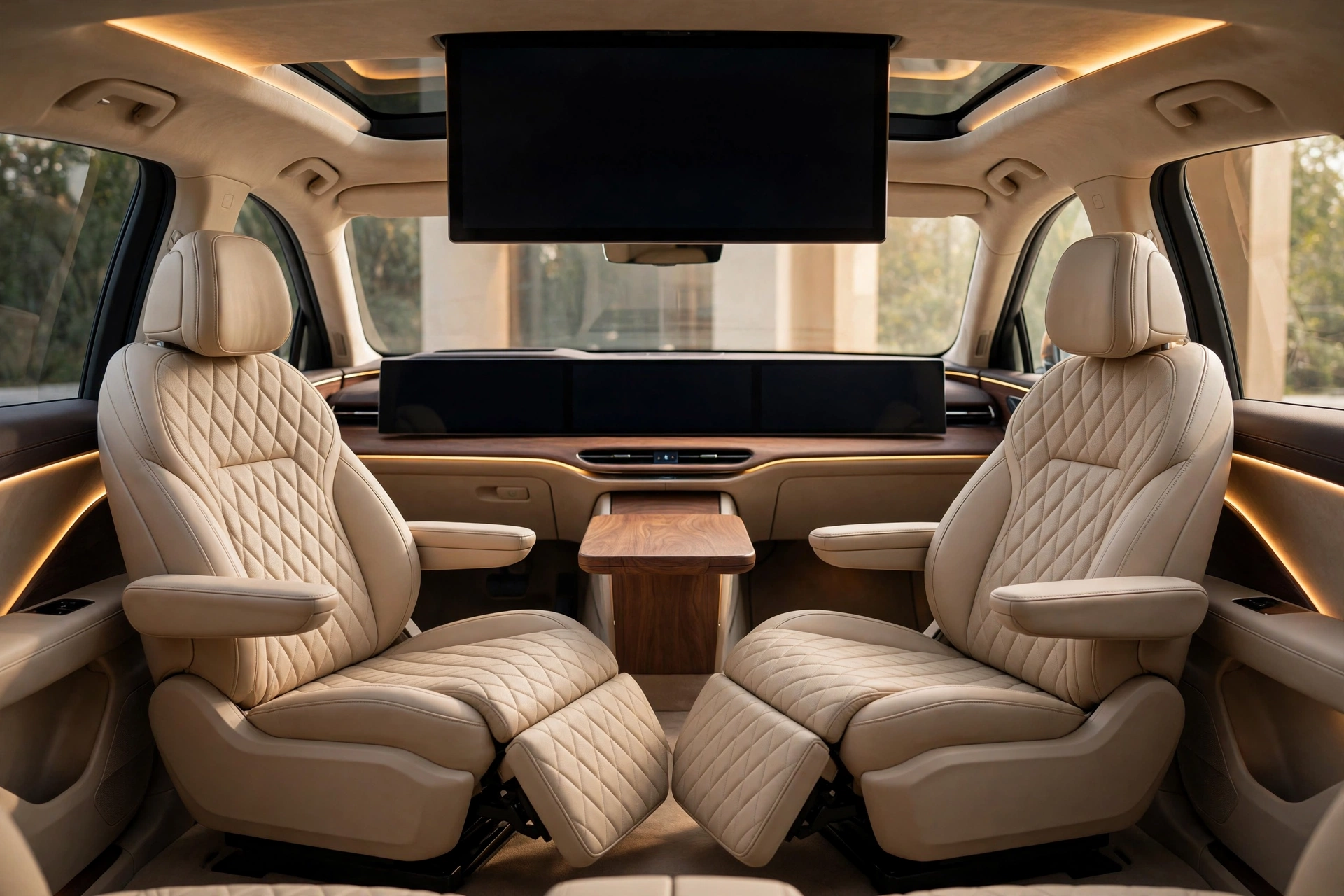 Interior salón del Li Auto i9 con asientos giratorios