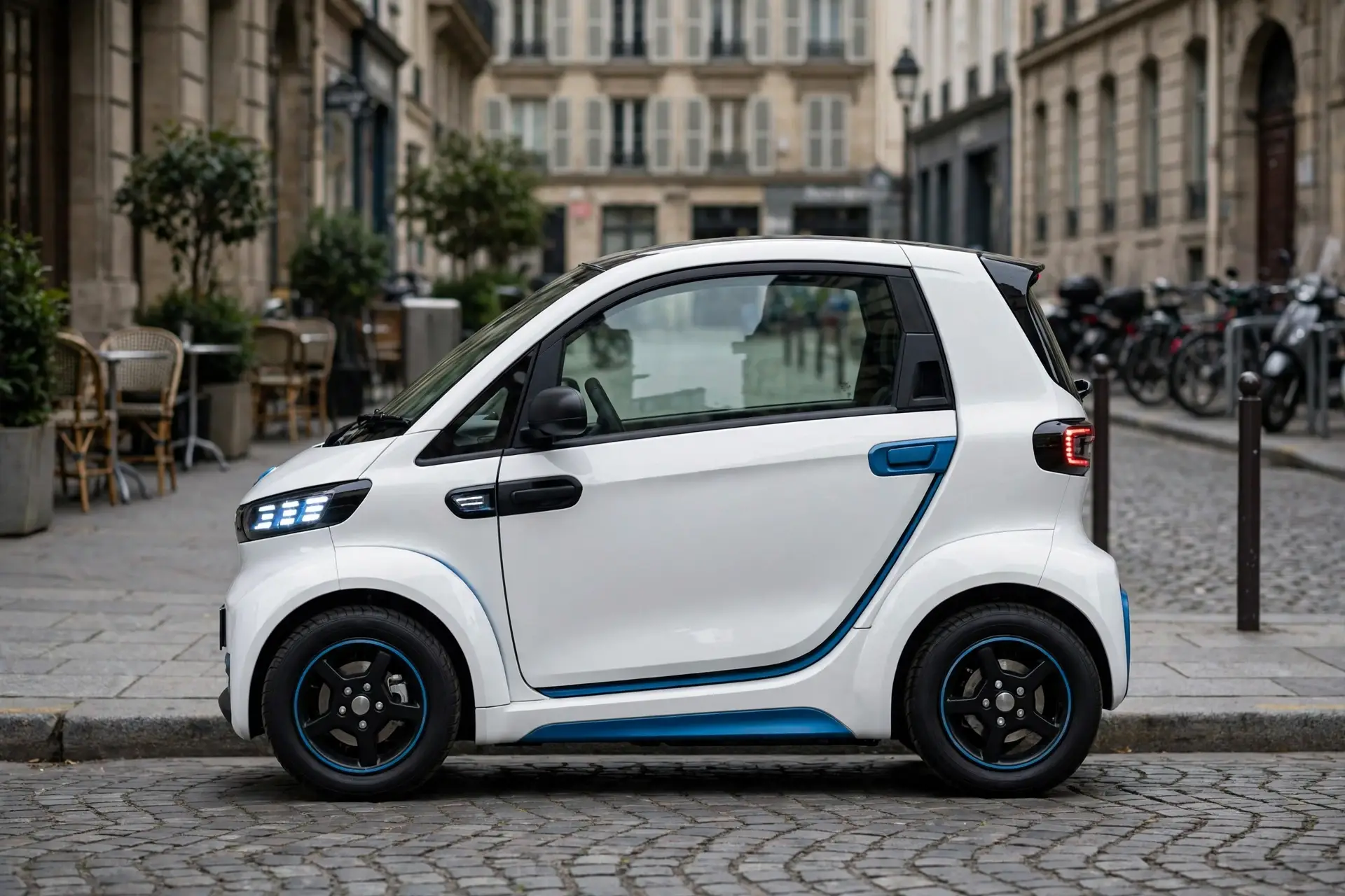 Ligier JS50 eléctrico 2026, vista lateral en ciudad