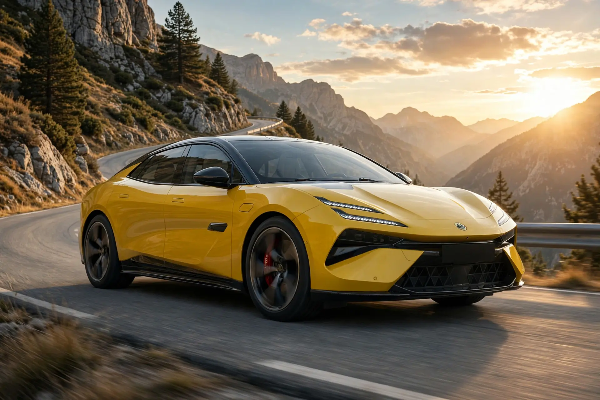 Lotus Emeya 900 Sport amarillo en carretera