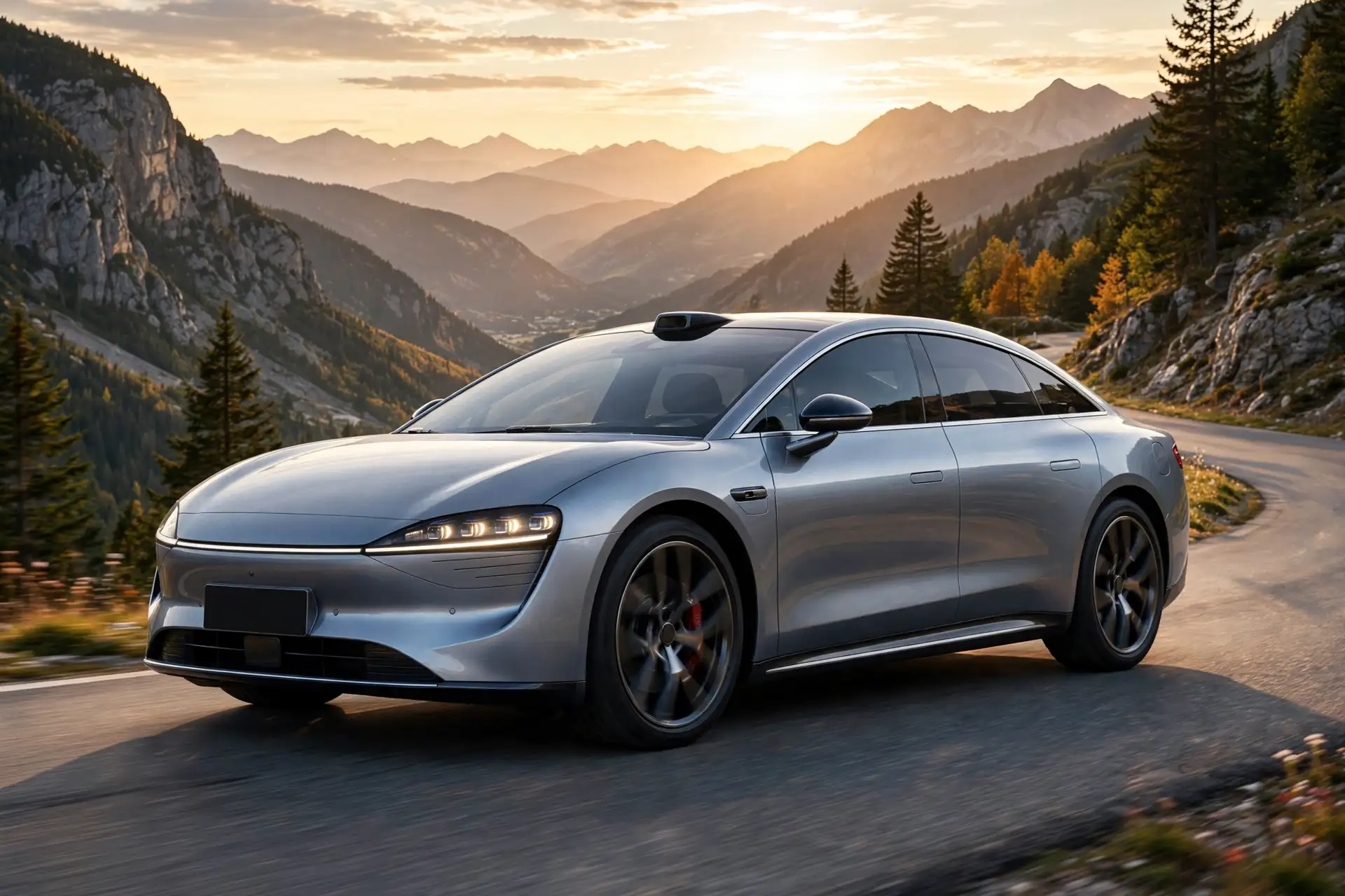 Luxeed S7 2026, berlina eléctrica en carretera de montaña