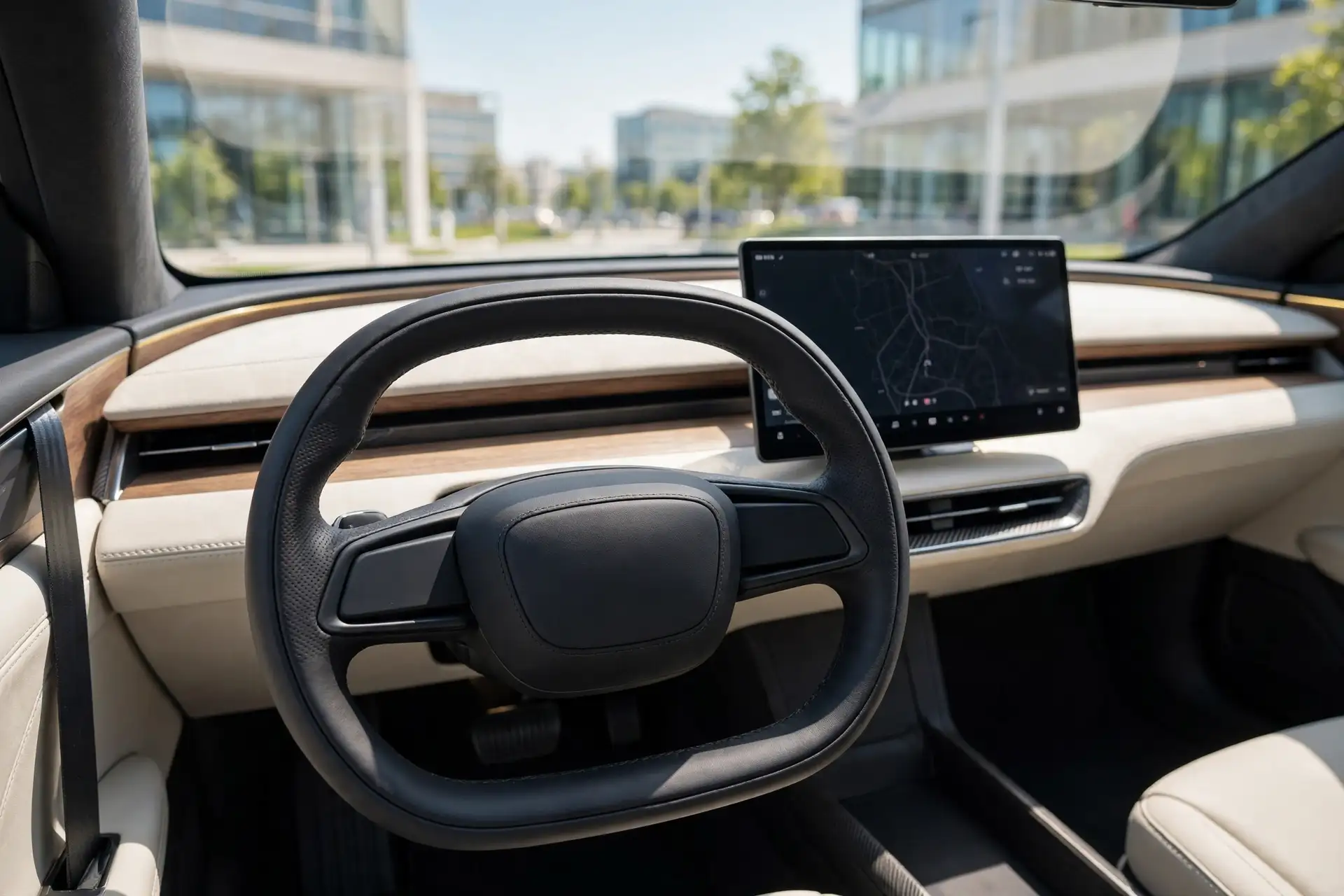 Interior del Luxeed S7 2026 con pantalla flotante