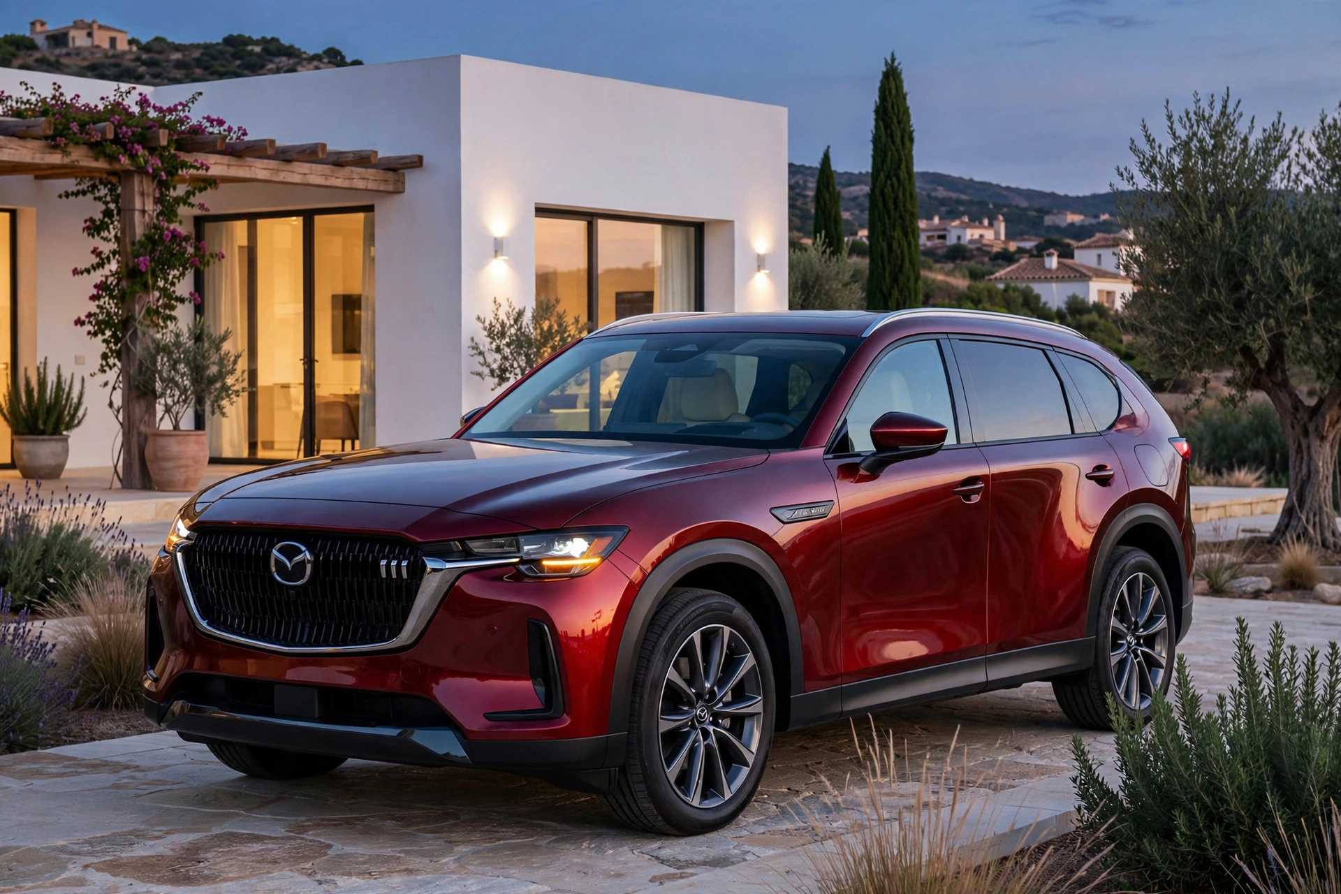Mazda CX-80 e-SKYACTIV PHEV 2026, vista tres cuartos delantera