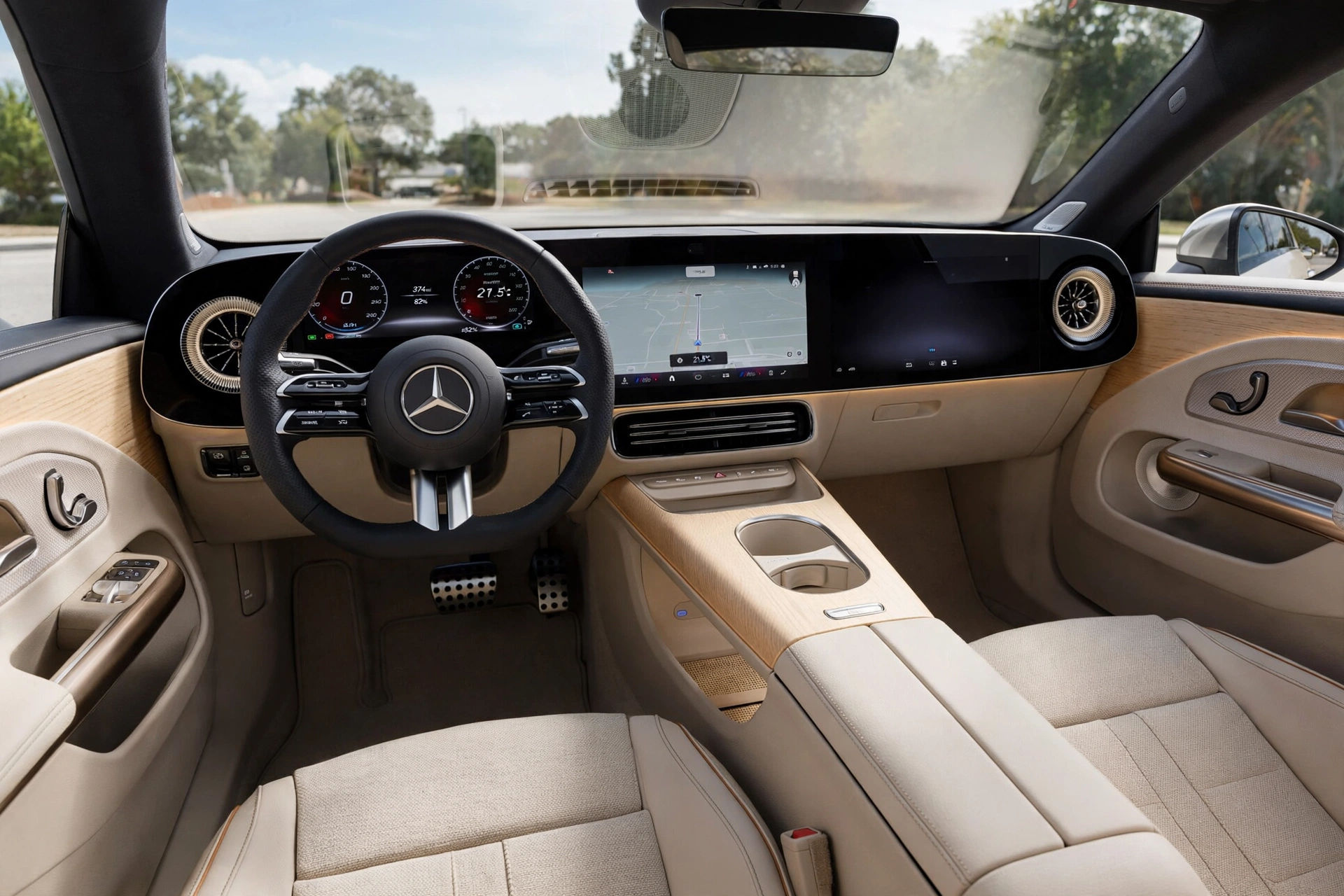 Interior del nuevo Mercedes CLA 200 eléctrico con sistema MBUX