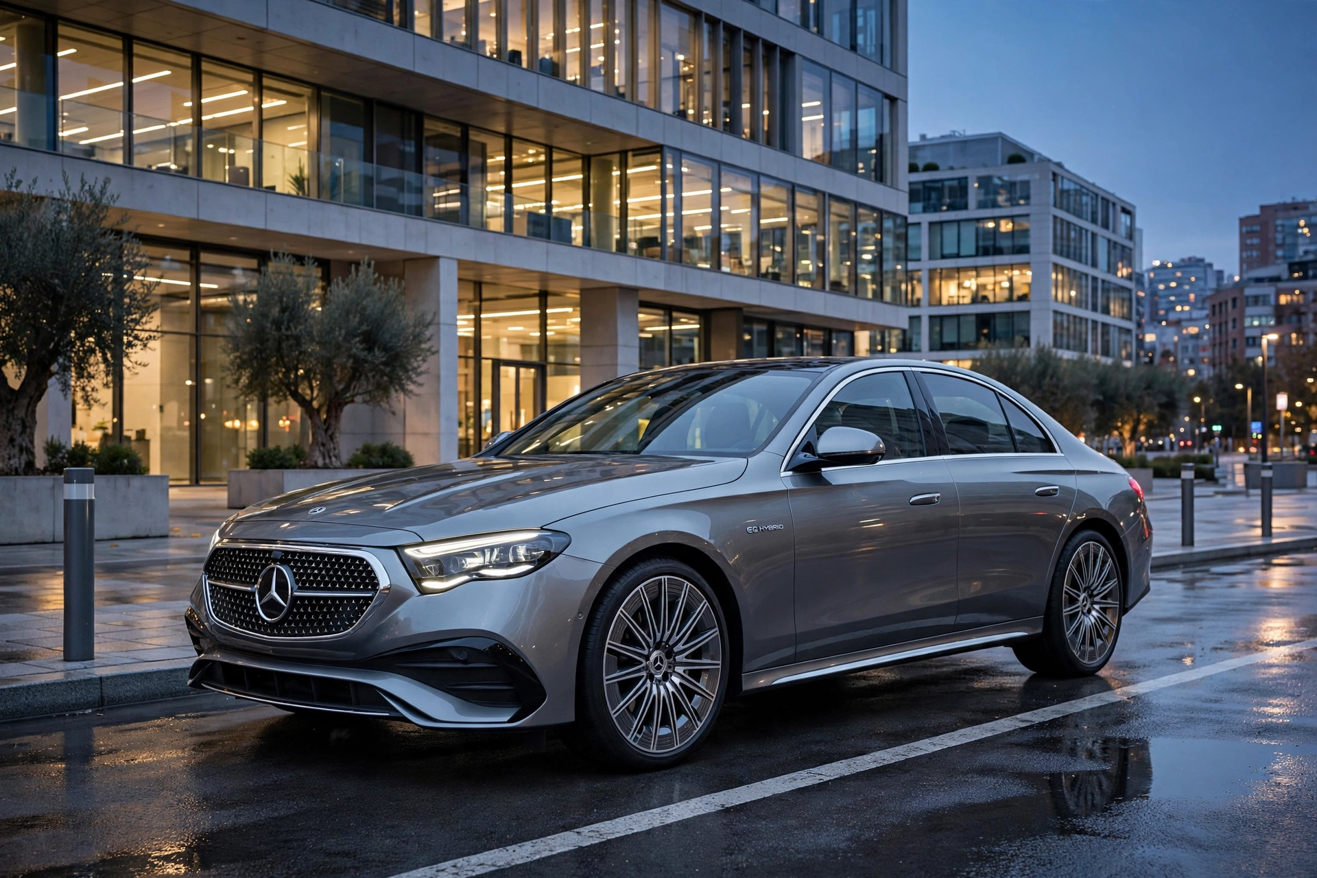 Mercedes Clase E 300 e híbrido enchufable, vista tres cuartos