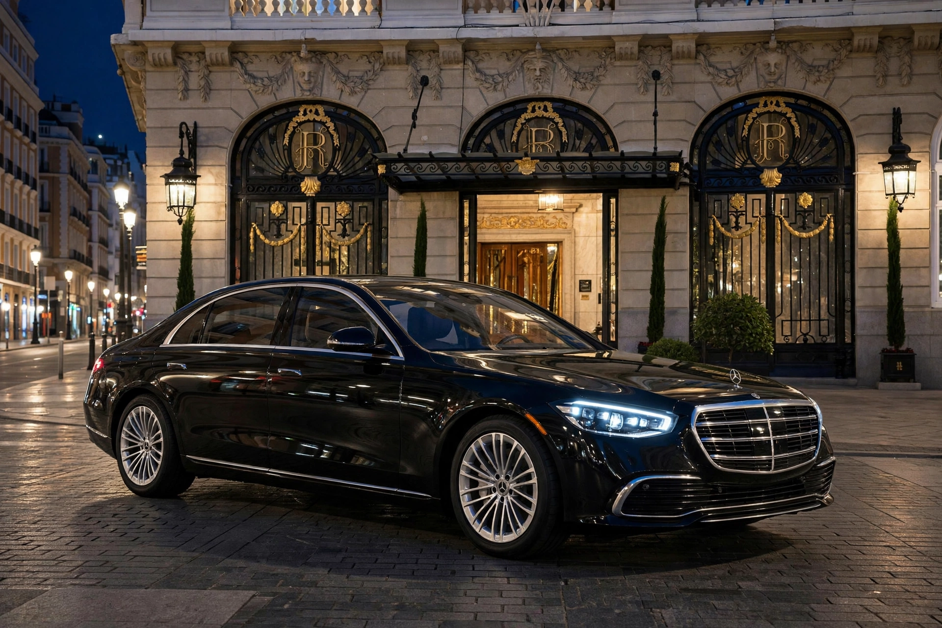 Mercedes Clase S 500 4MATIC, berlina de lujo, vista tres cuartos