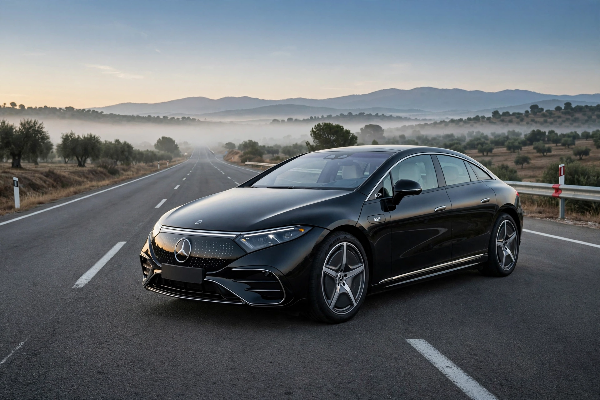 Mercedes EQE 350 berlina eléctrica, vista tres cuartos delantera