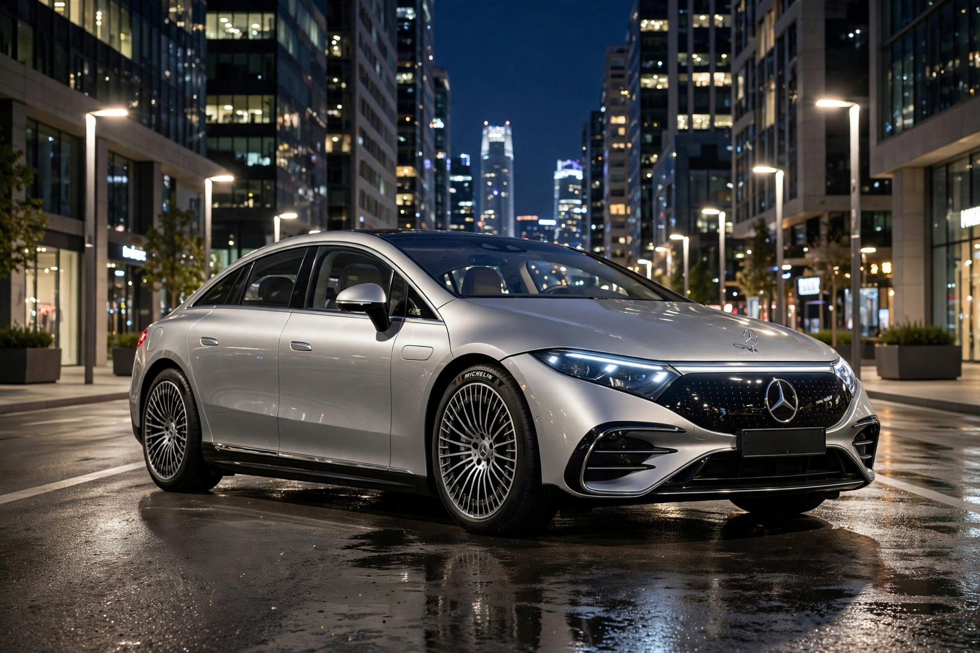 Mercedes EQS 450+, berlina eléctrica de lujo, vista tres cuartos