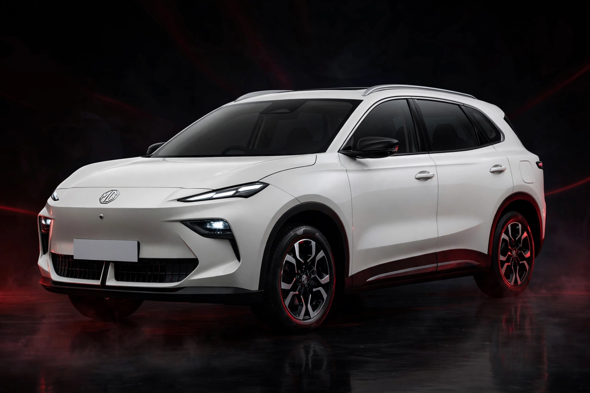MG S5 EV Standard de color blanco, SUV eléctrico de MG, vista tres cuartos delantera