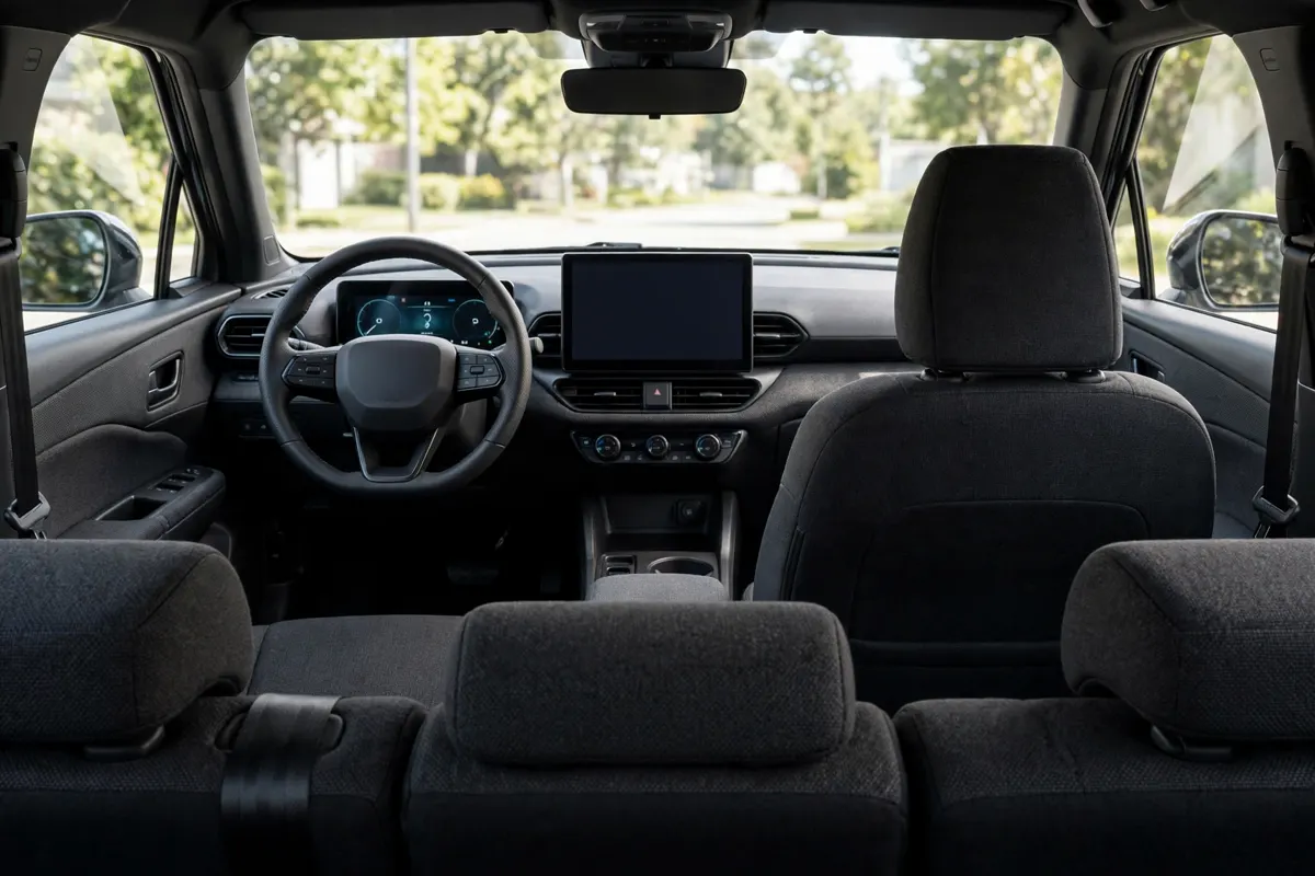 Interior del Mitsubishi Grandis 130T con pantalla vertical de 10,4 pulgadas
