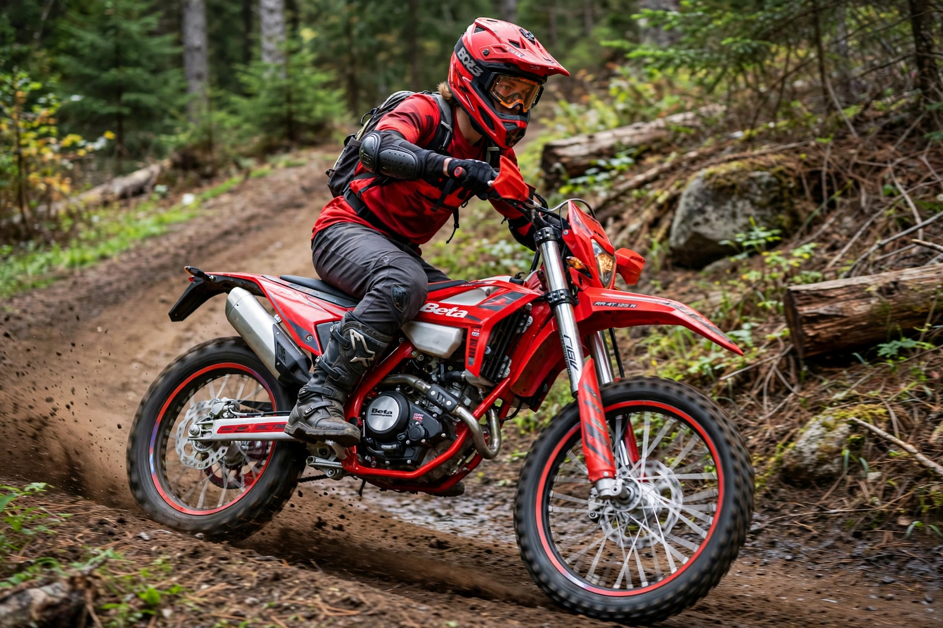Beta RR 4T 125 R 2025 en un sendero