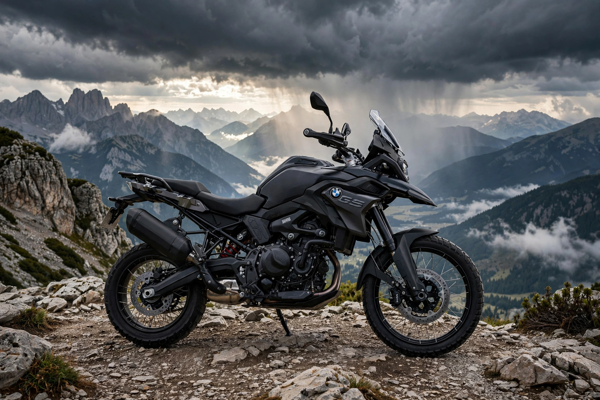 BMW F 900 GS 2024, vista lateral con rueda de 21 pulgadas