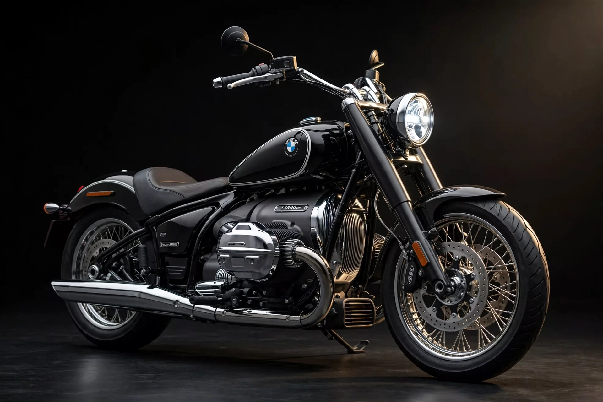 BMW R 18 2024 negra en vista tres cuartos