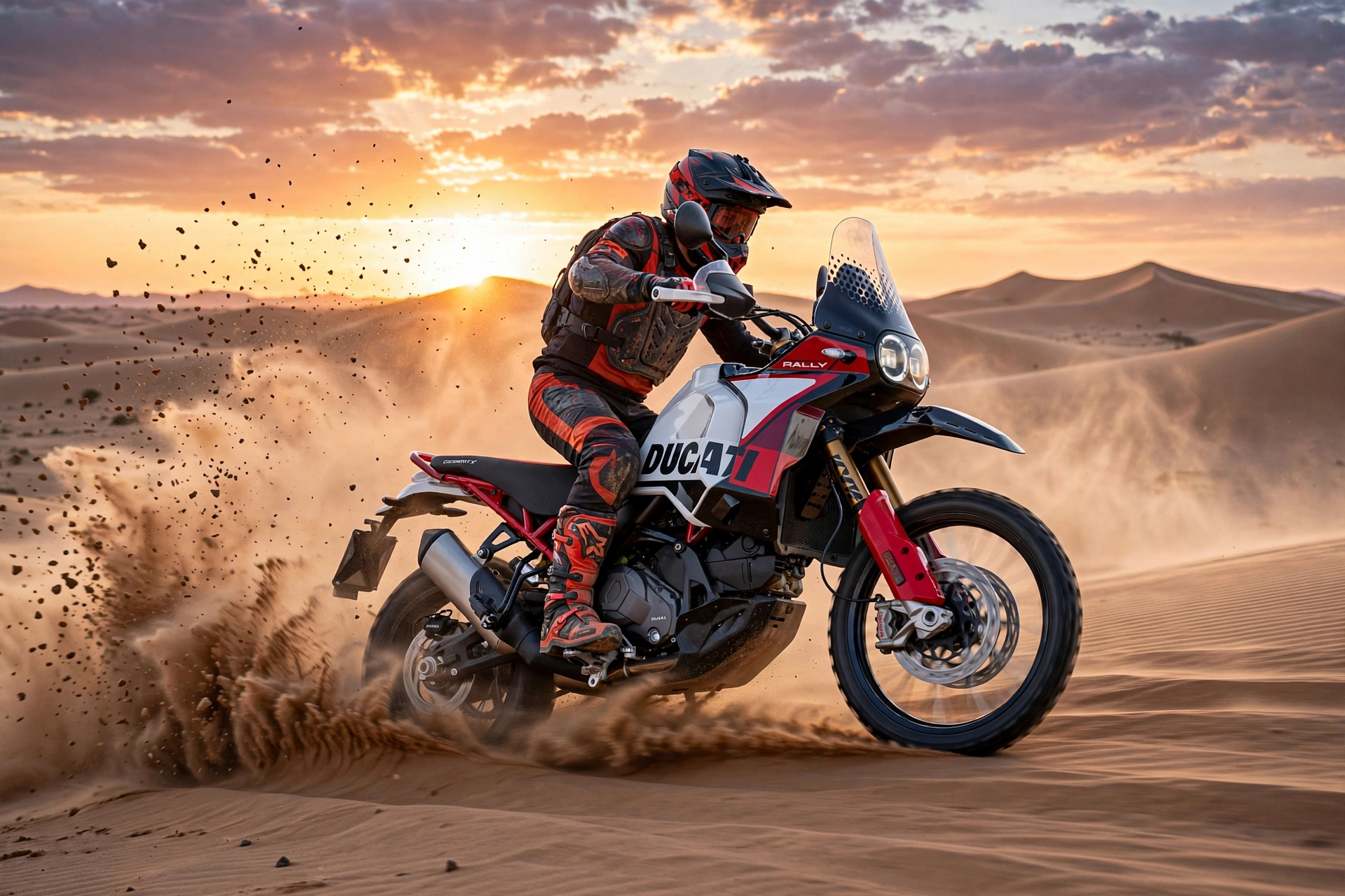 Ducati DesertX Rally 2024 en dunas del desierto