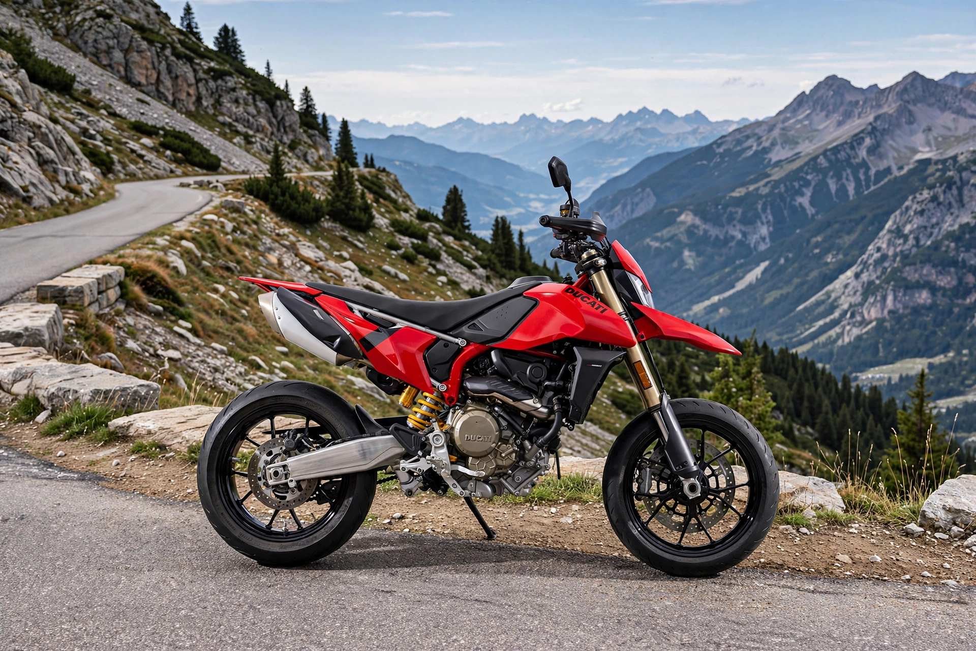 Ducati Hypermotard 698 Mono 2024, vista lateral supermotard