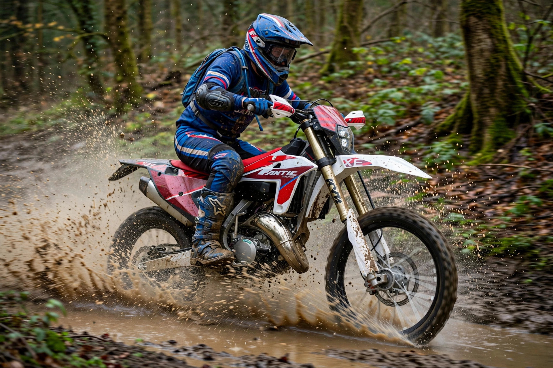 Fantic XE 125 2025 en un tramo de enduro