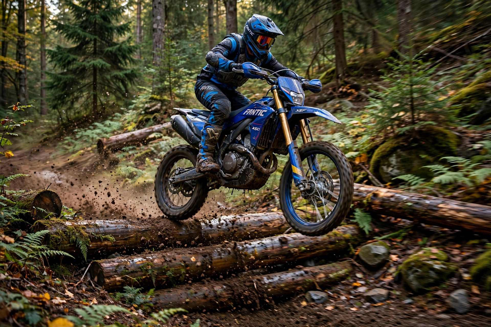 Fantic XEF 450 2025 a fondo en una pista de enduro