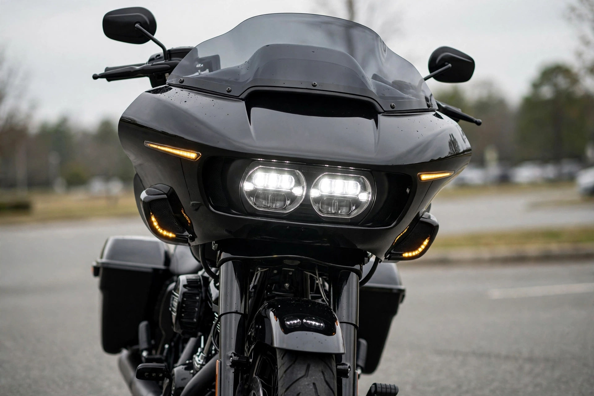 Harley-Davidson Street Glide, vista frontal del carenado batwing
