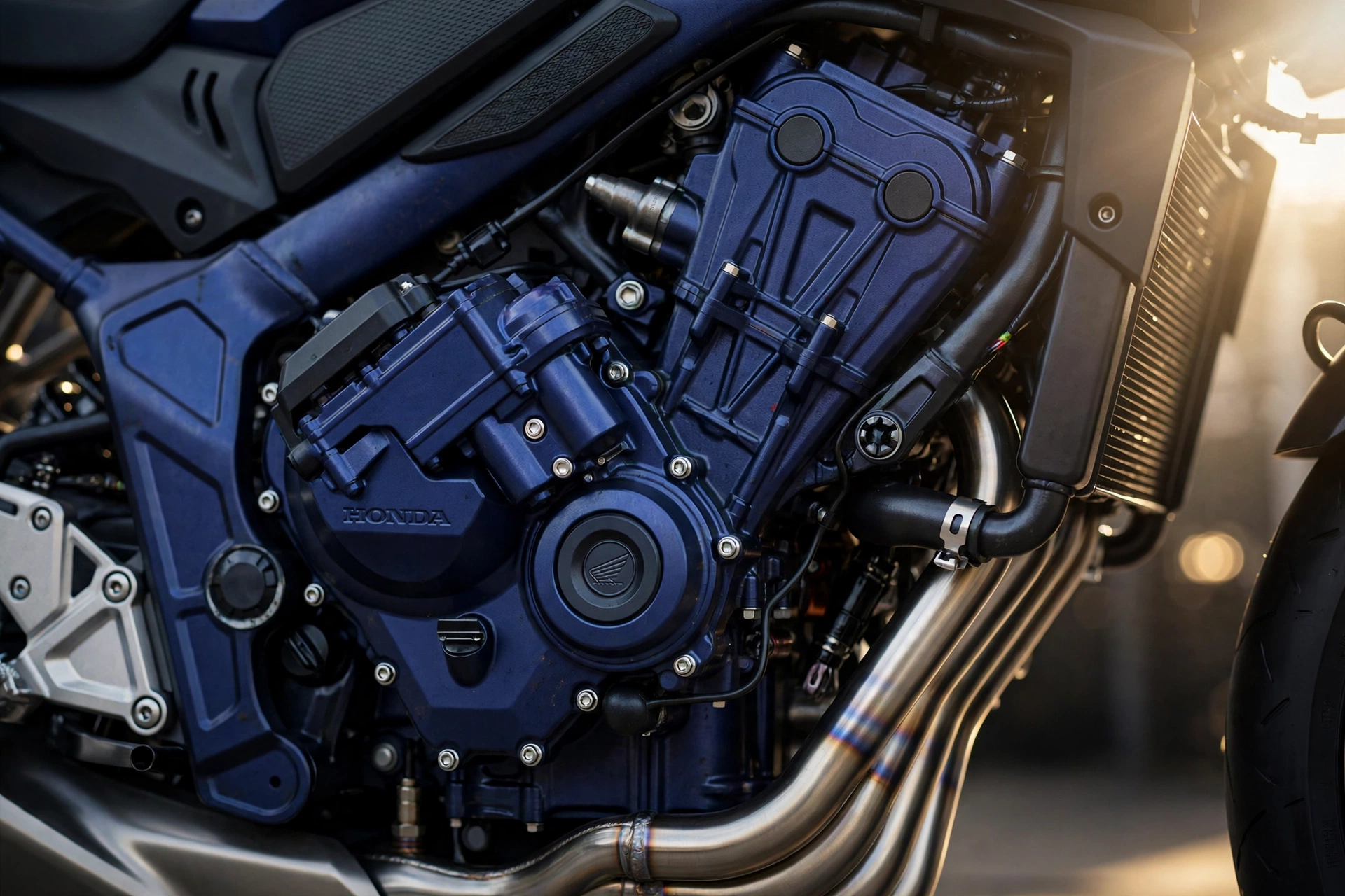 Honda CB650R E-Clutch 2025, detalle del manillar y cuadro TFT