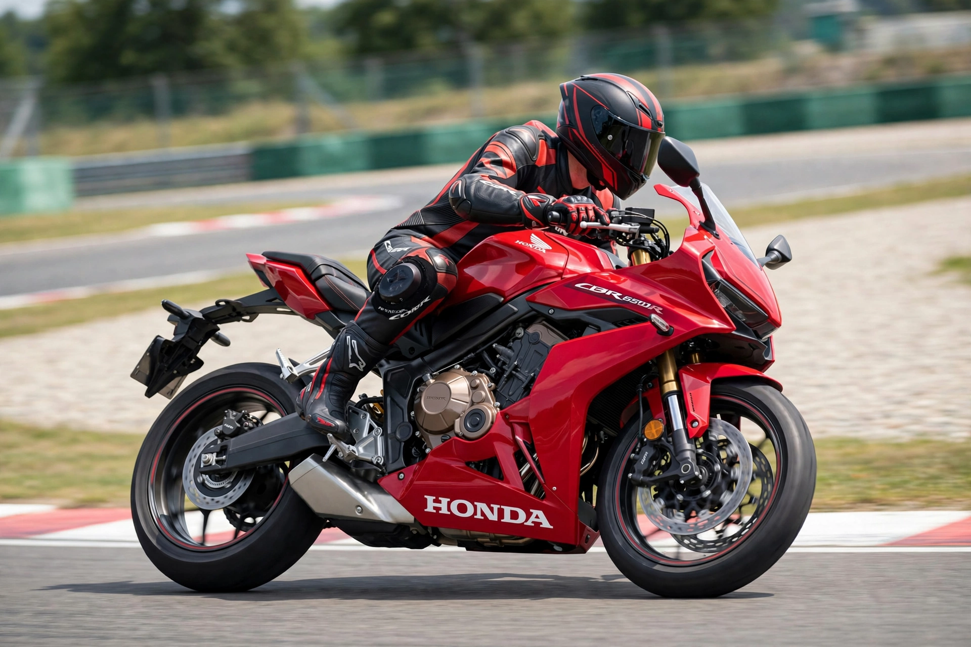 Honda CBR650R E-Clutch 2025 en curva de circuito