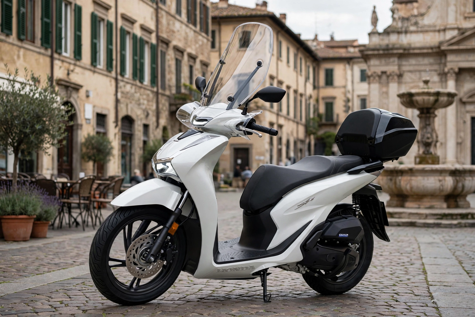Honda SH125i 2025 blanco en tres cuartos