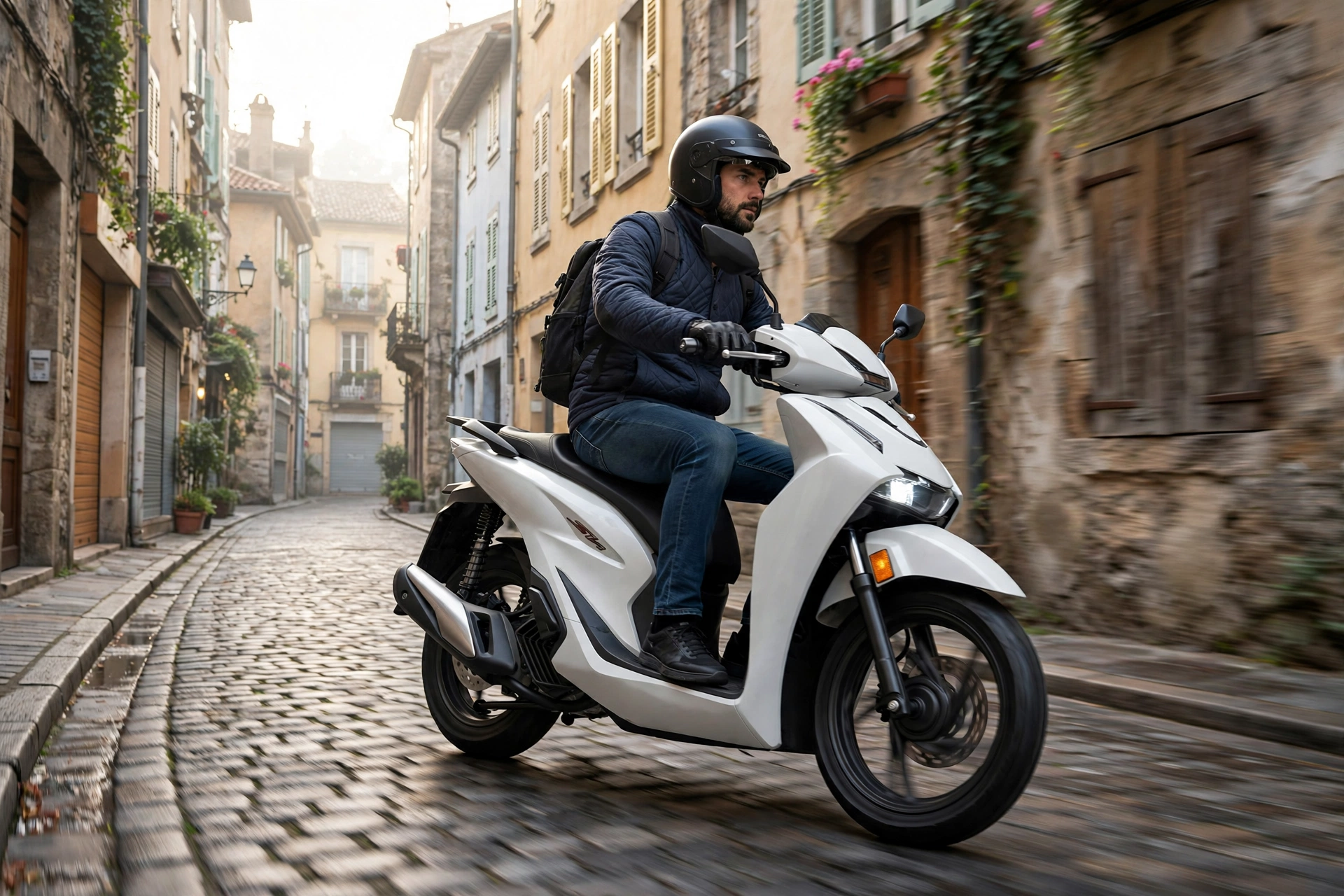 Honda SH125i 2025 aparcado en calle del centro