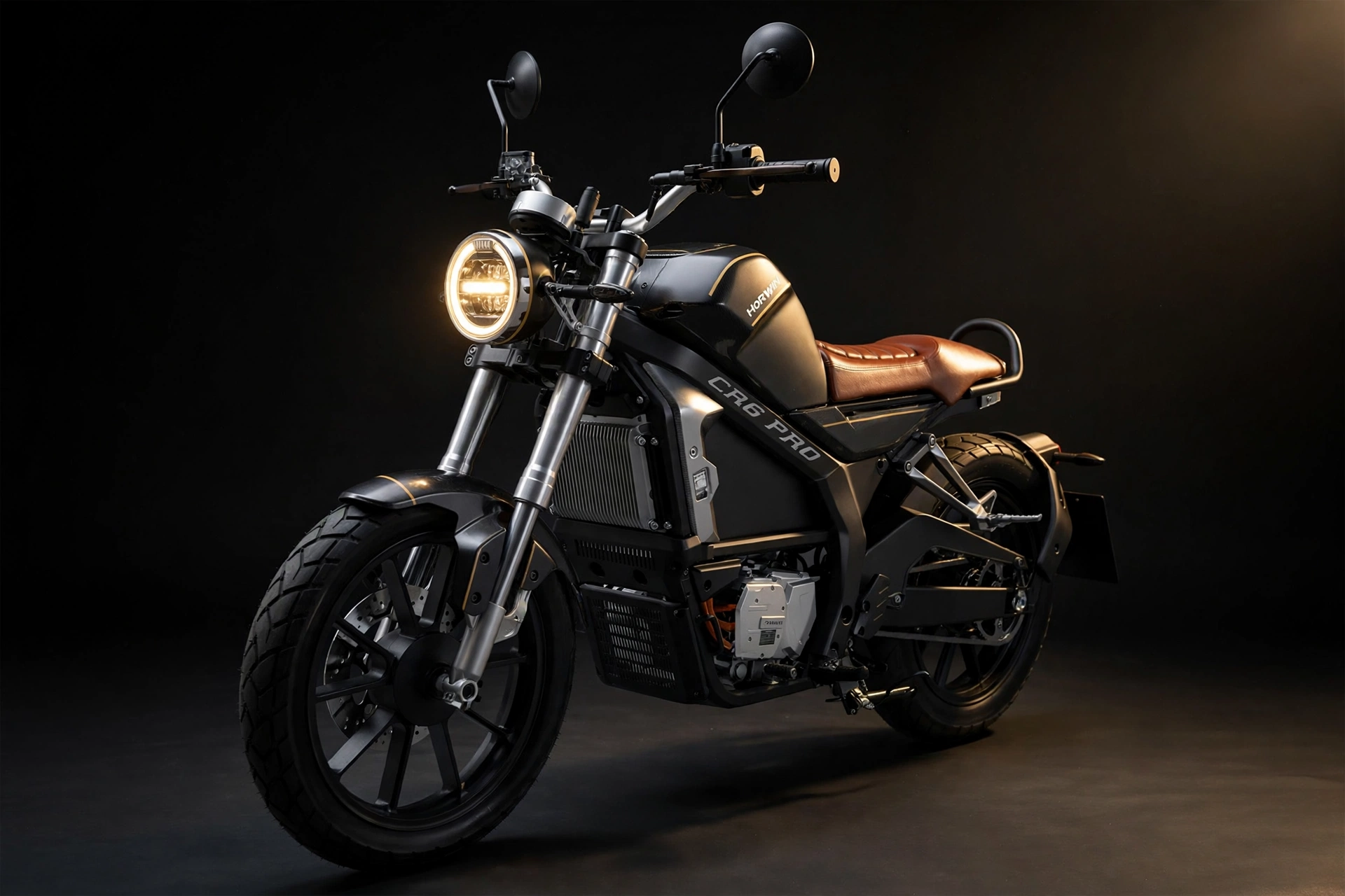 Horwin CR6 Pro 2025 café racer eléctrica en estudio