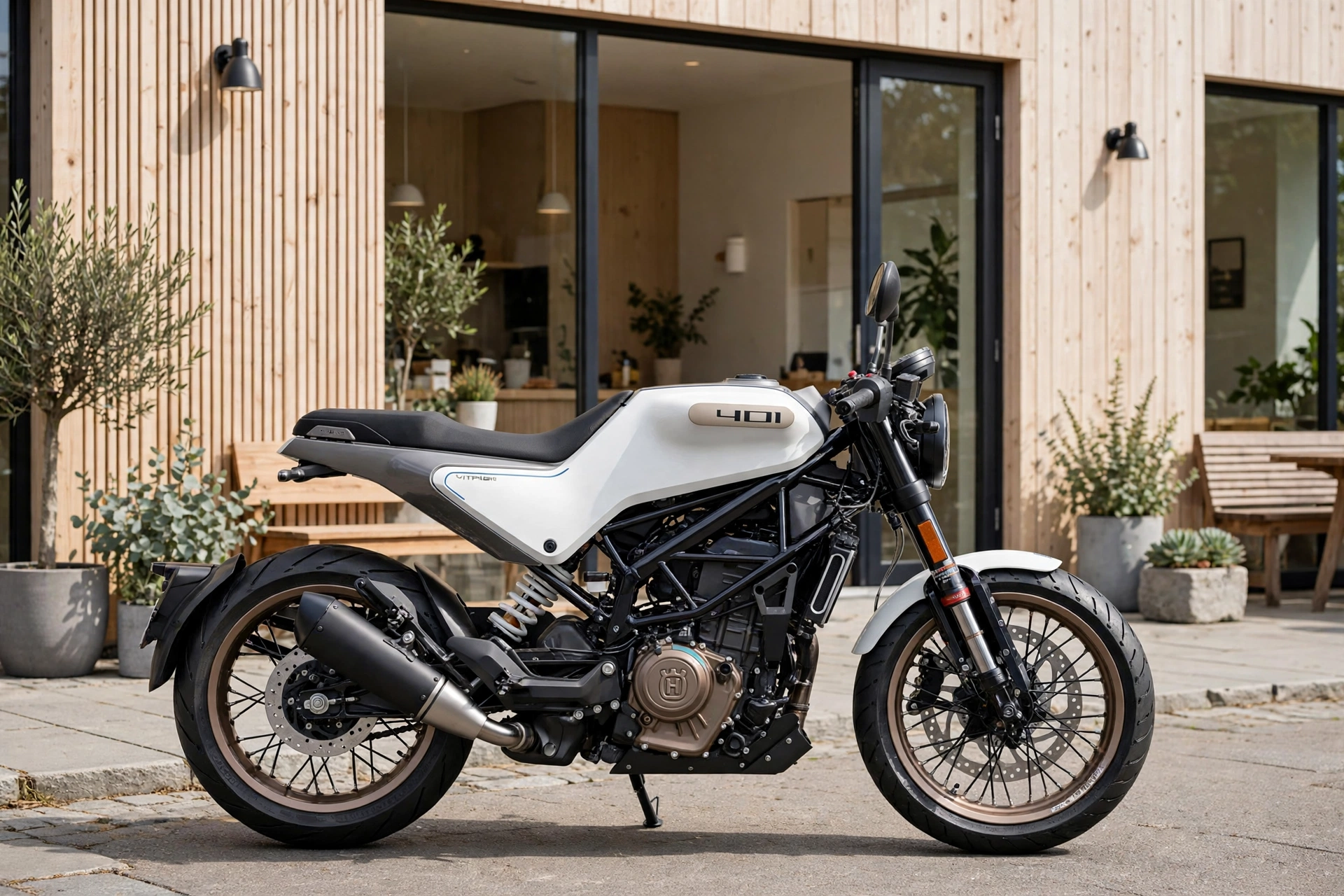 Husqvarna Vitpilen 401 2024, vista lateral minimalista