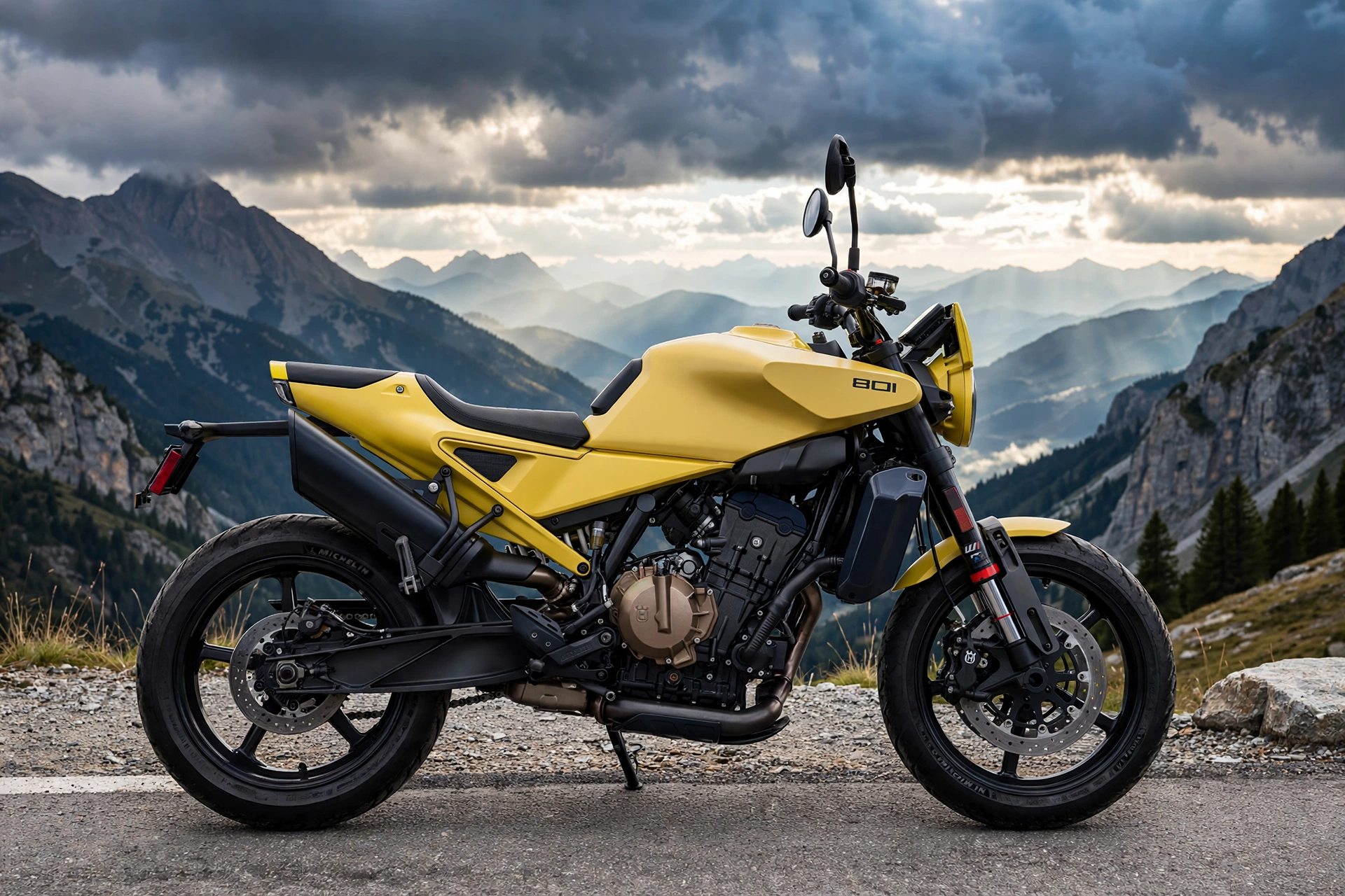 Husqvarna Vitpilen 801 2025 amarilla, vista lateral