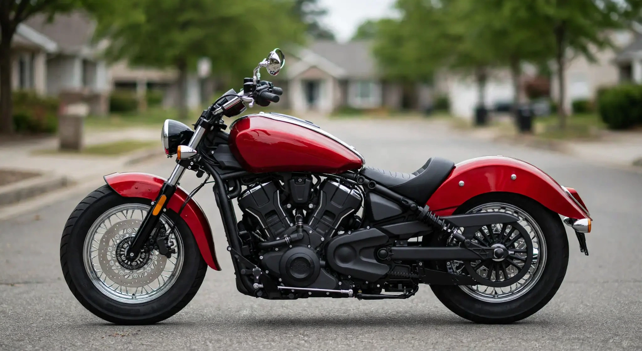 Indian Scout Classic cromada, vista lateral