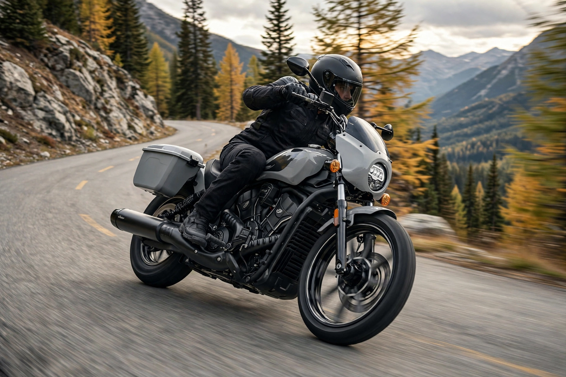 Indian Sport Scout rodando por una carretera secundaria