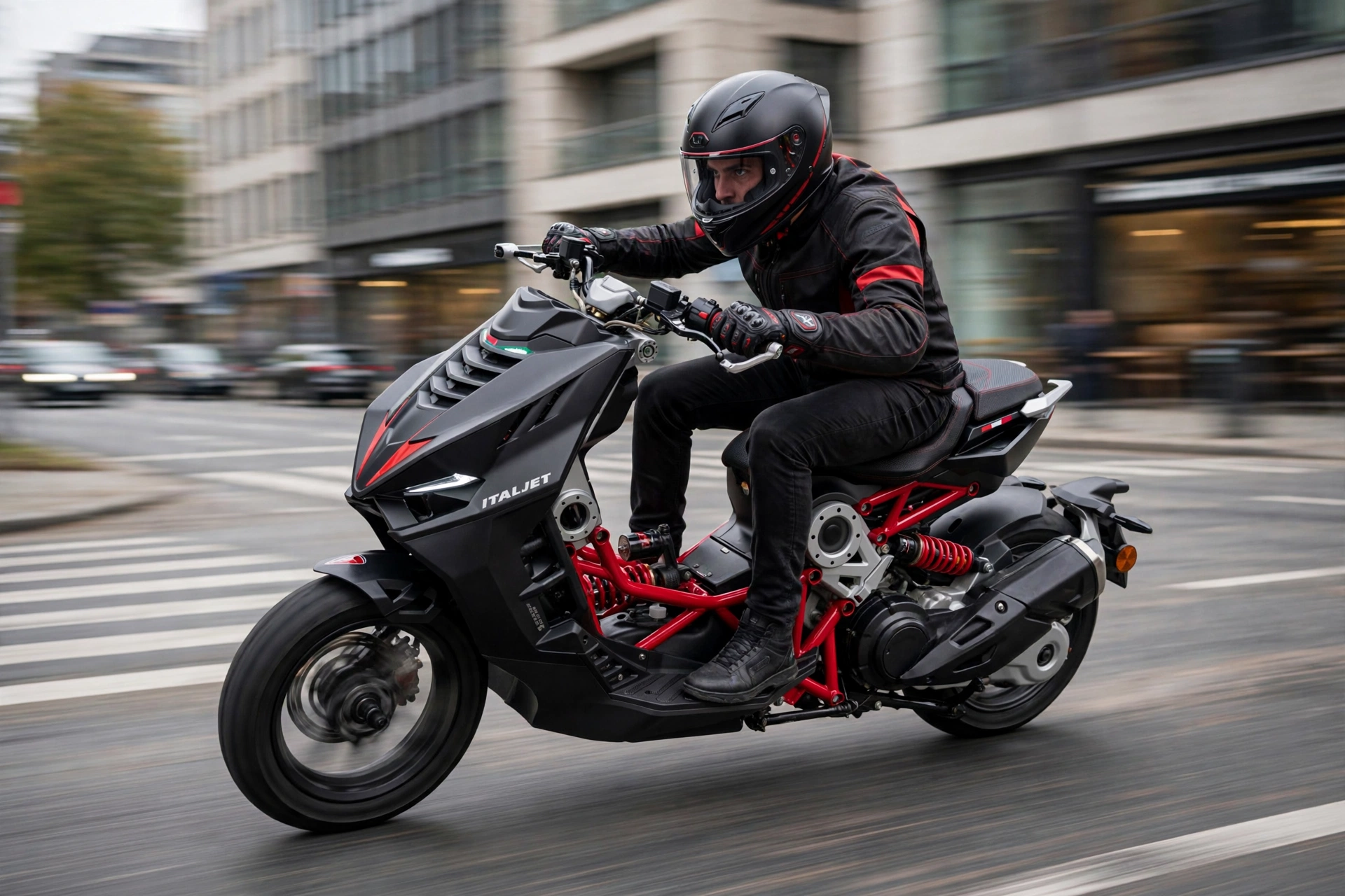 Italjet Dragster 125 en una calle urbana