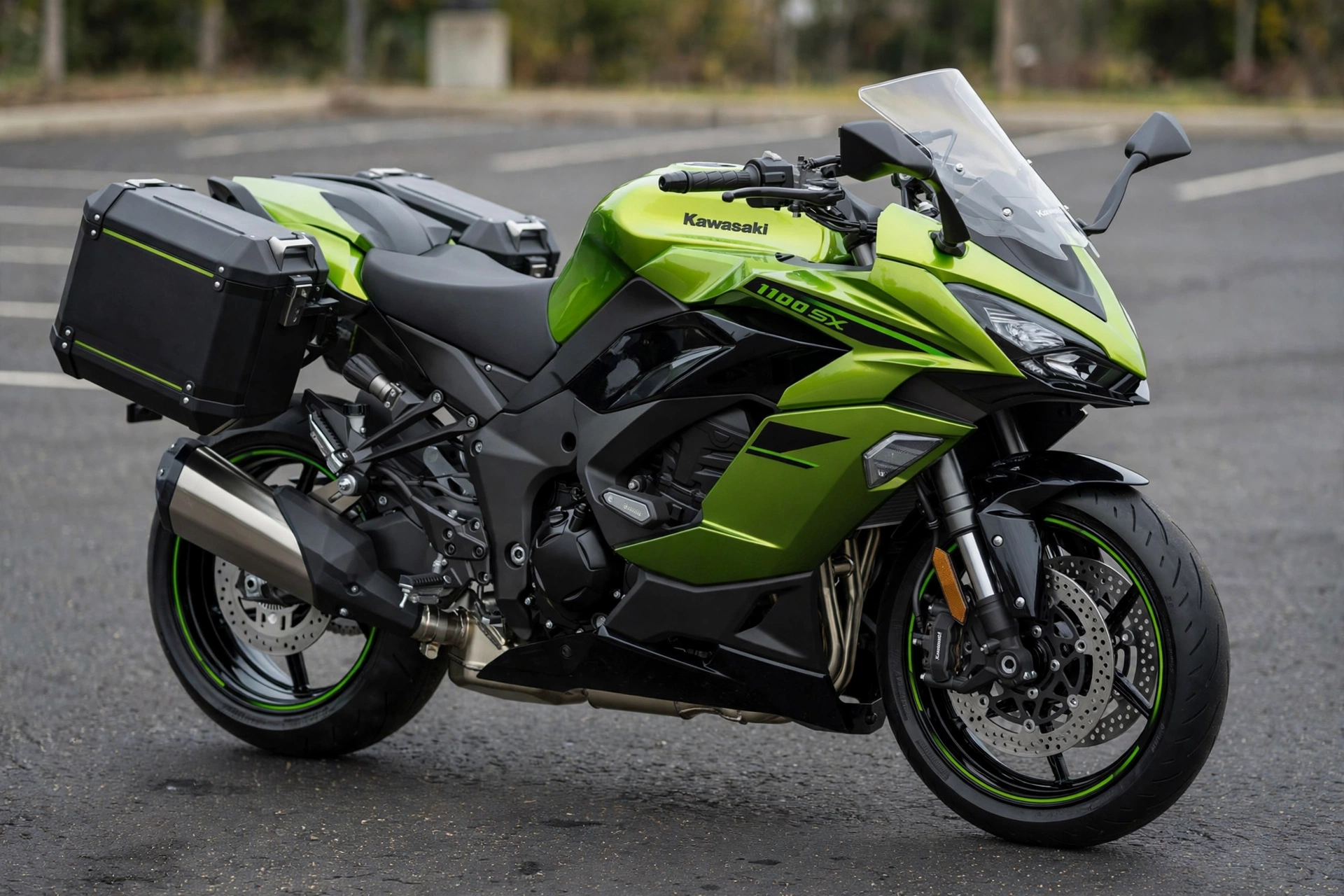 Kawasaki Ninja 1100SX 2025 verde en tres cuartos