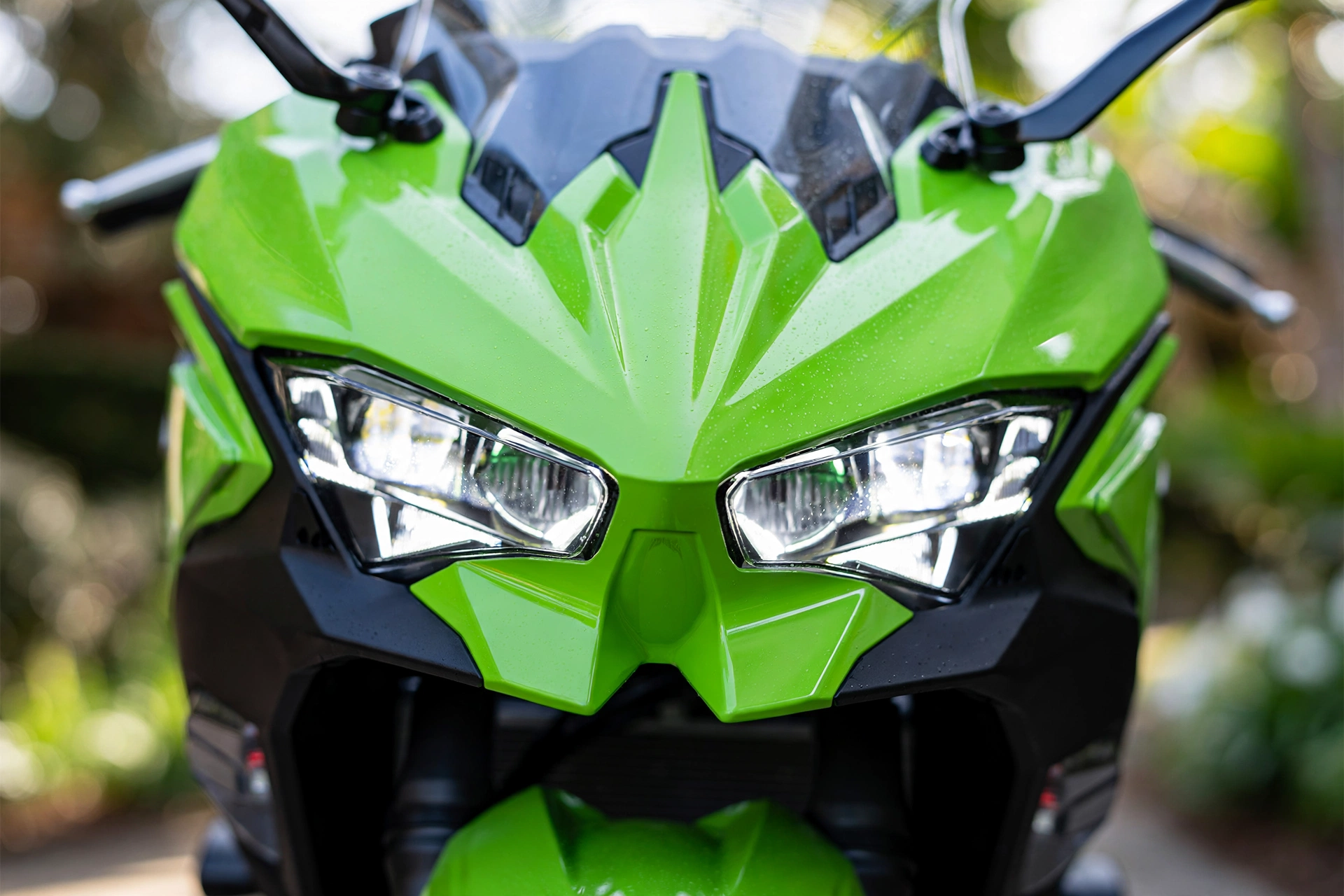 Kawasaki Ninja 500 2024, frontal estilo superbike