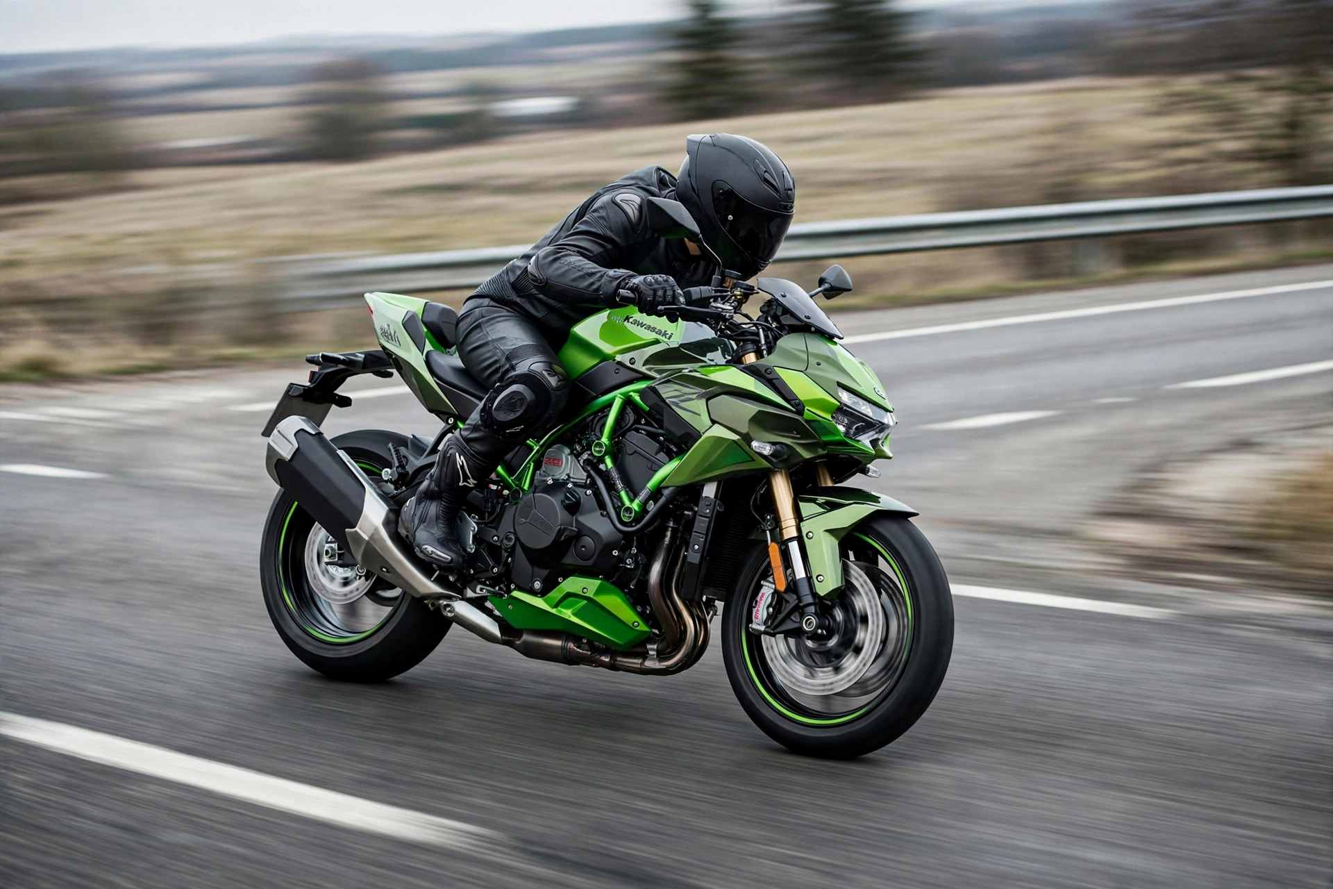 Kawasaki Z H2 2025 acelerando en recta