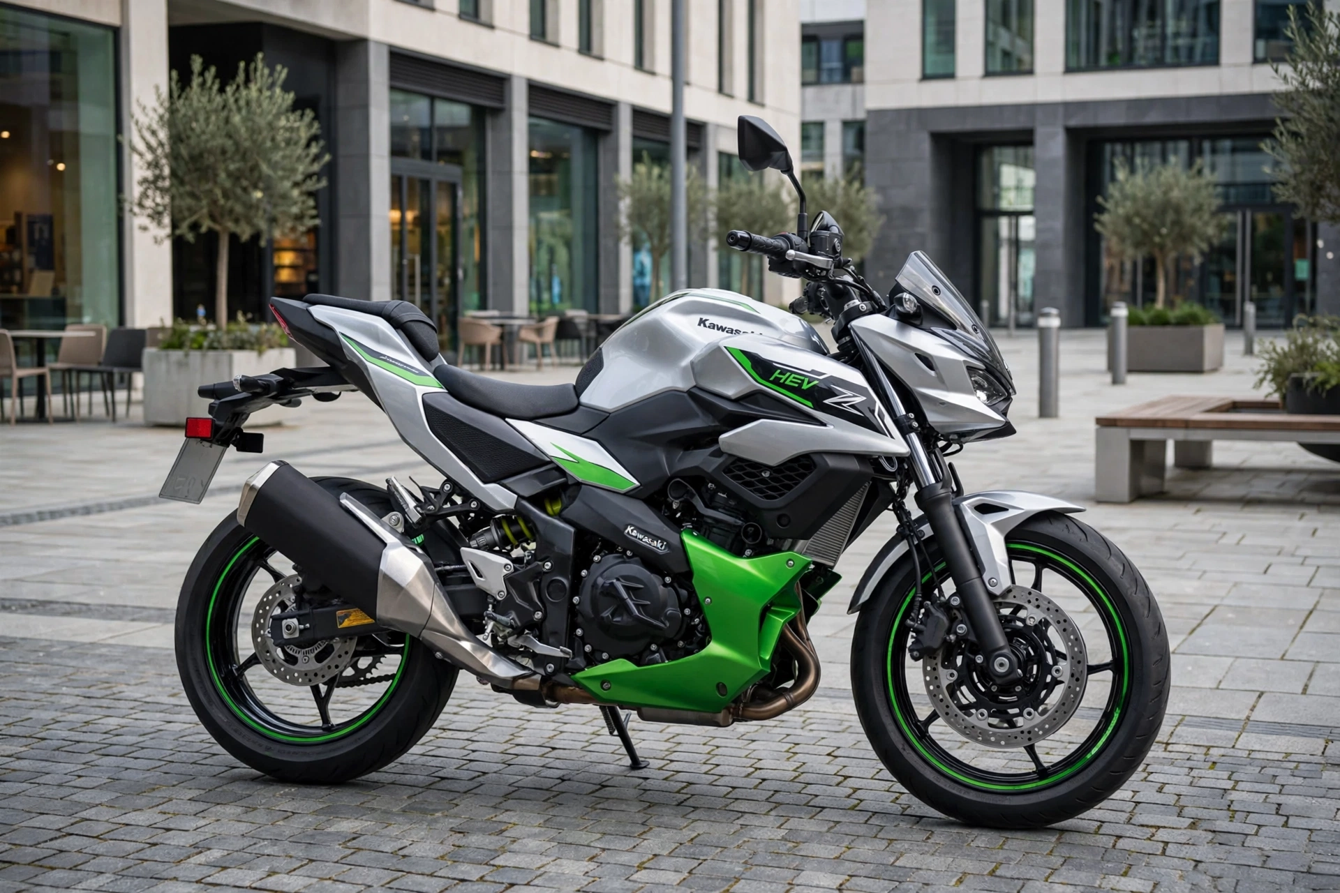 Kawasaki Z7 Hybrid 2024, vista naked sin carenado